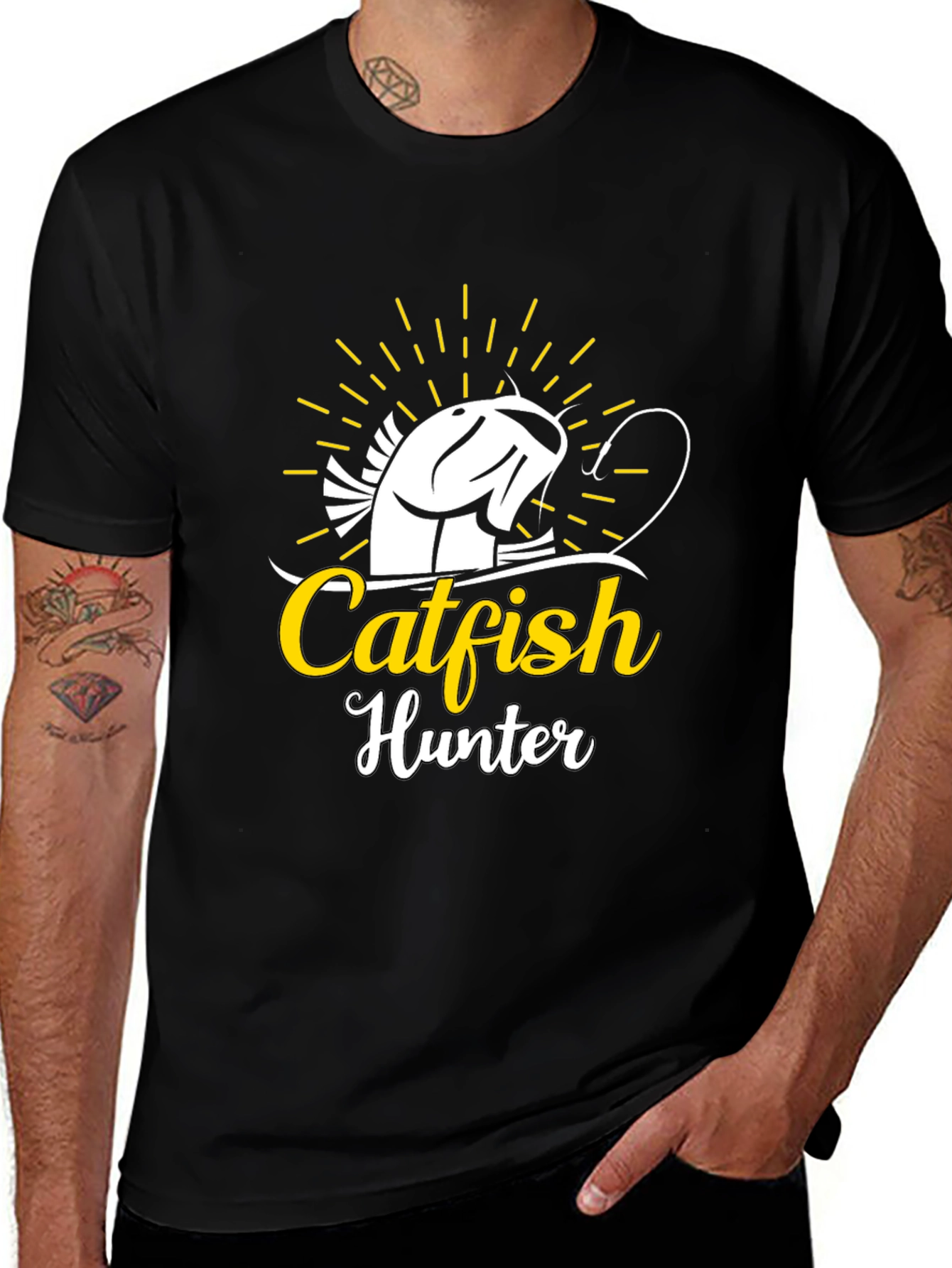 Variant 4 of Catfish Hunter Black T-Shirt - Fishing Tee