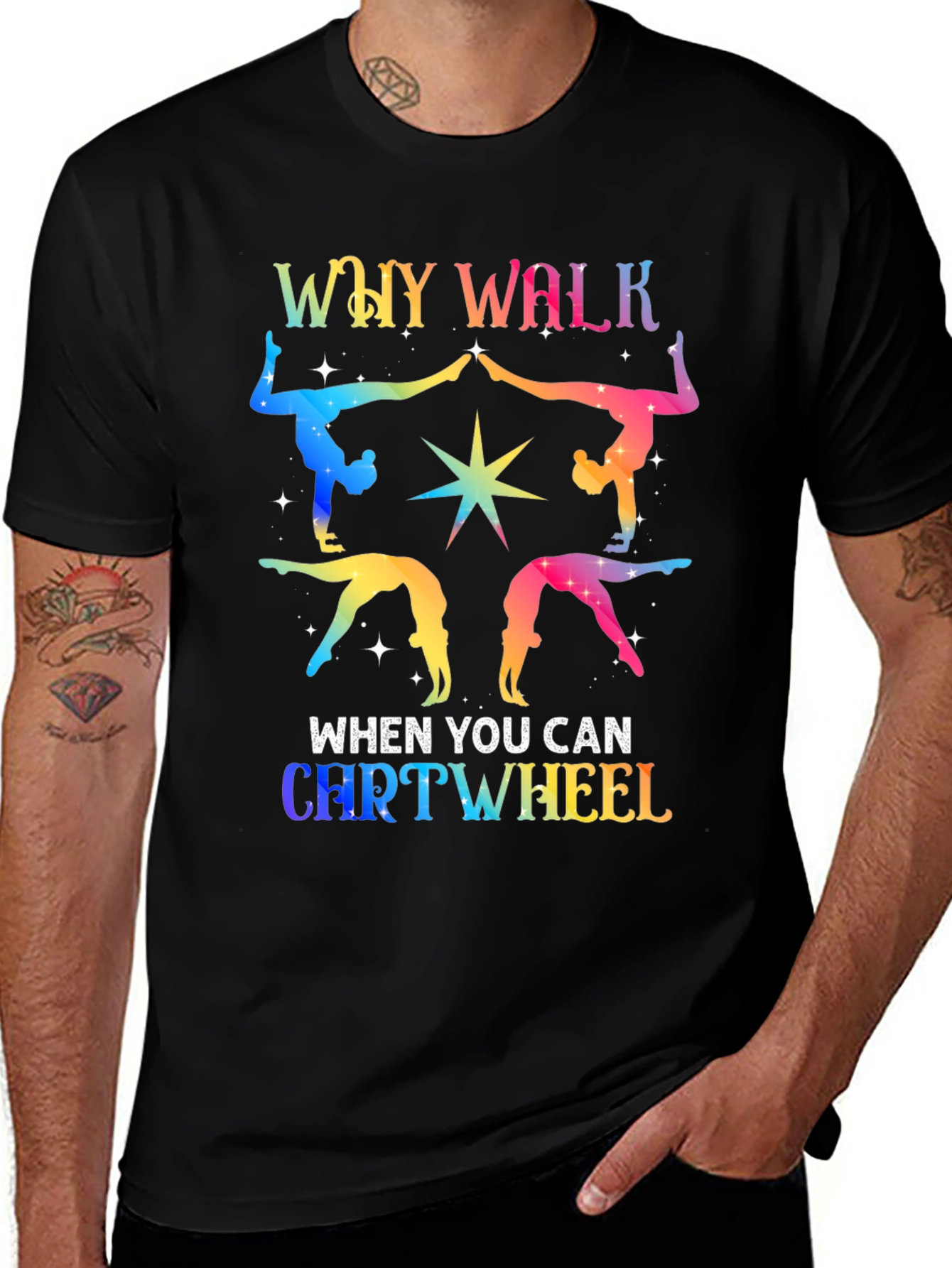 Variant 28 of Rainbow Gymnastics Tee - Why Walk, Cartwheel?