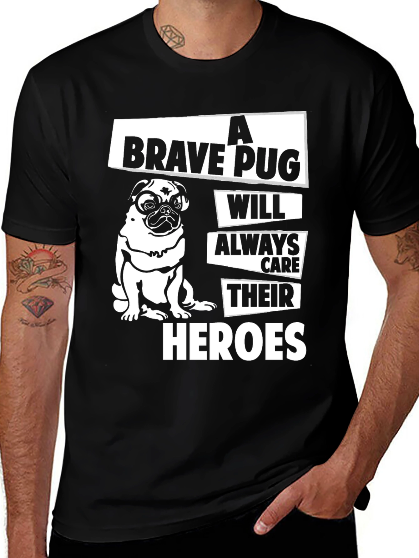 Variant 2 of Brave Pug Hero Graphic Tee