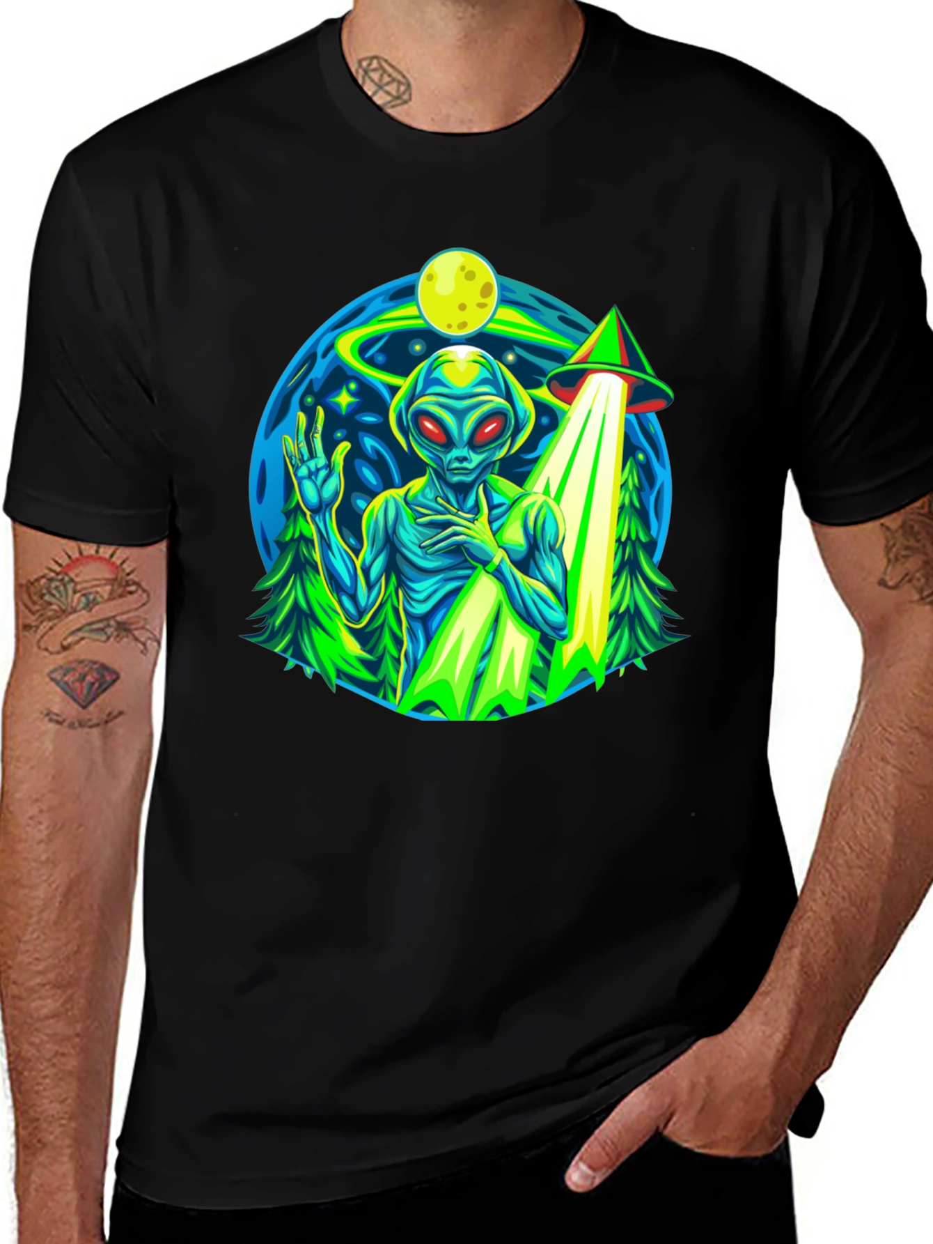 Variant 15 of Alien UFO Abduction Graphic T-Shirt