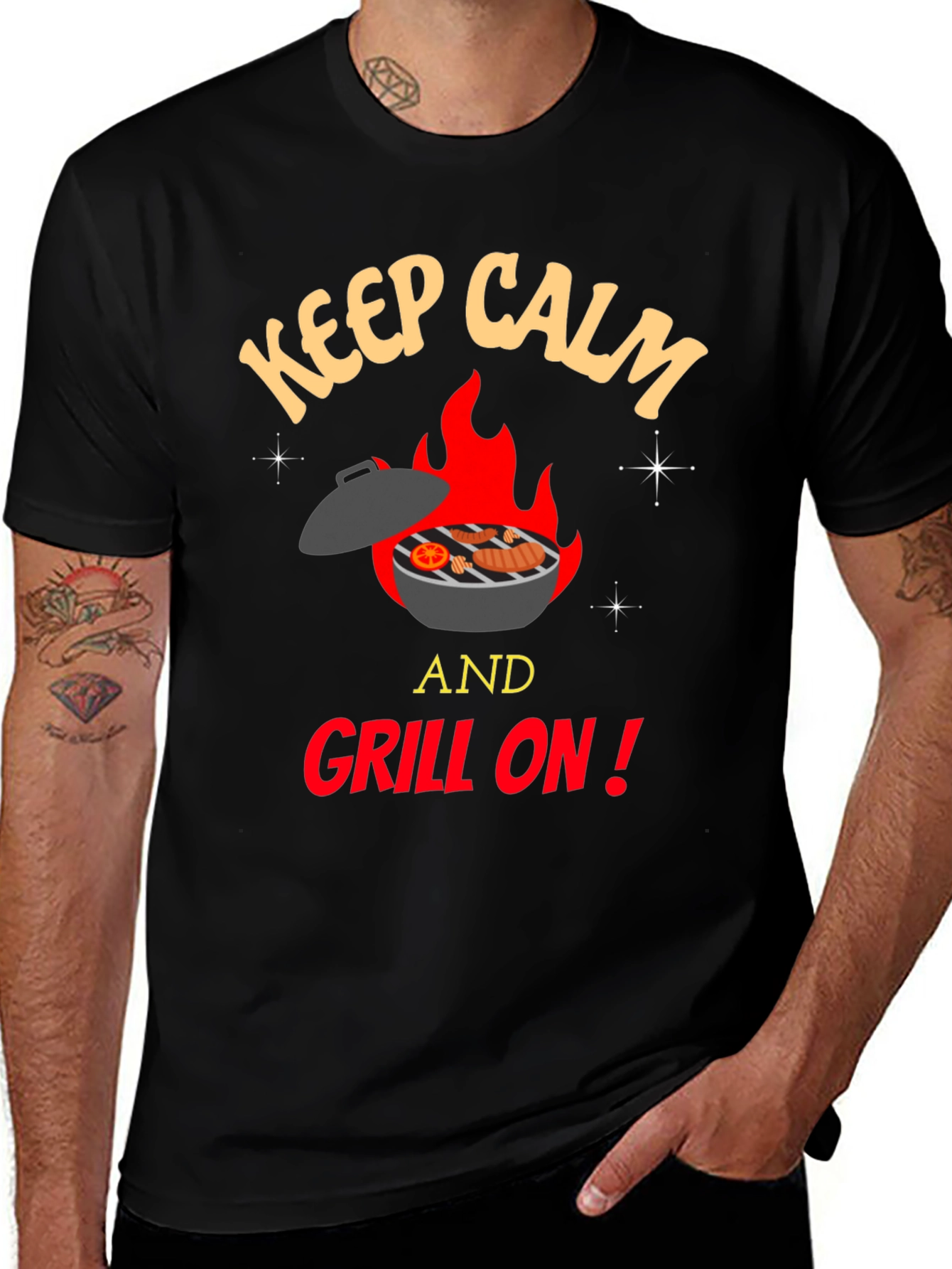 Variant 13 of Keep Calm and Grill On T-Shirt - BBQ Lover's Tee