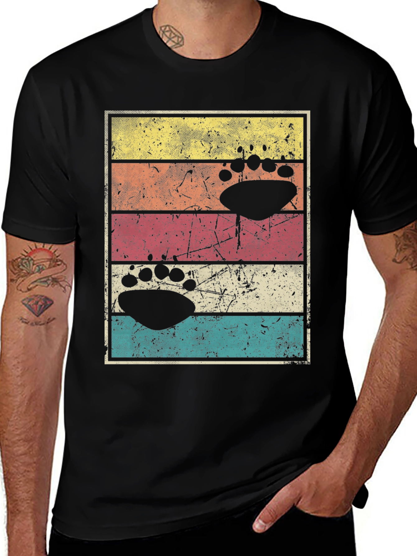 Vintage Bear Paw Print T-Shirt