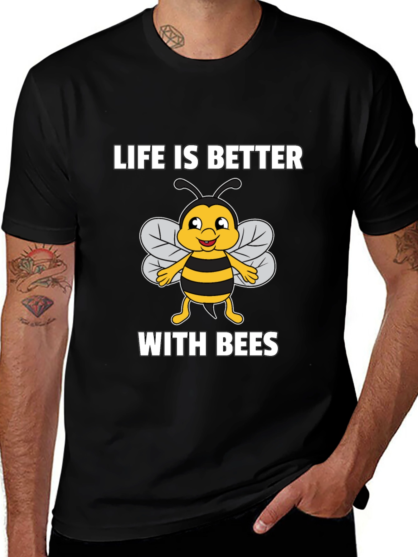 Variant 12 of Life is Better with Bees Black T-Shirt