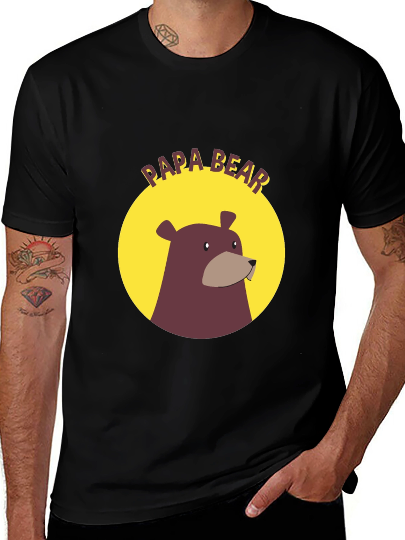 Variant 27 of Papa Bear Graphic T-Shirt - Black Cotton Blend