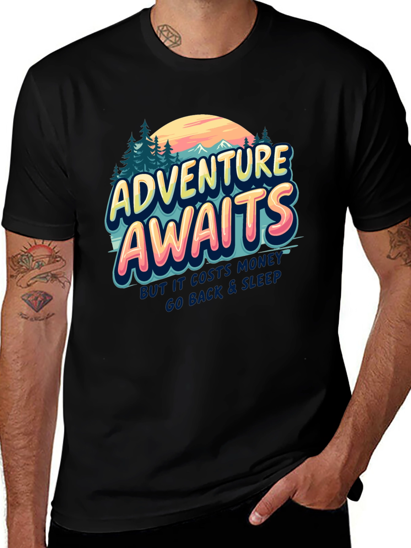 Variant 24 of Adventure Awaits Graphic T-Shirt - Black