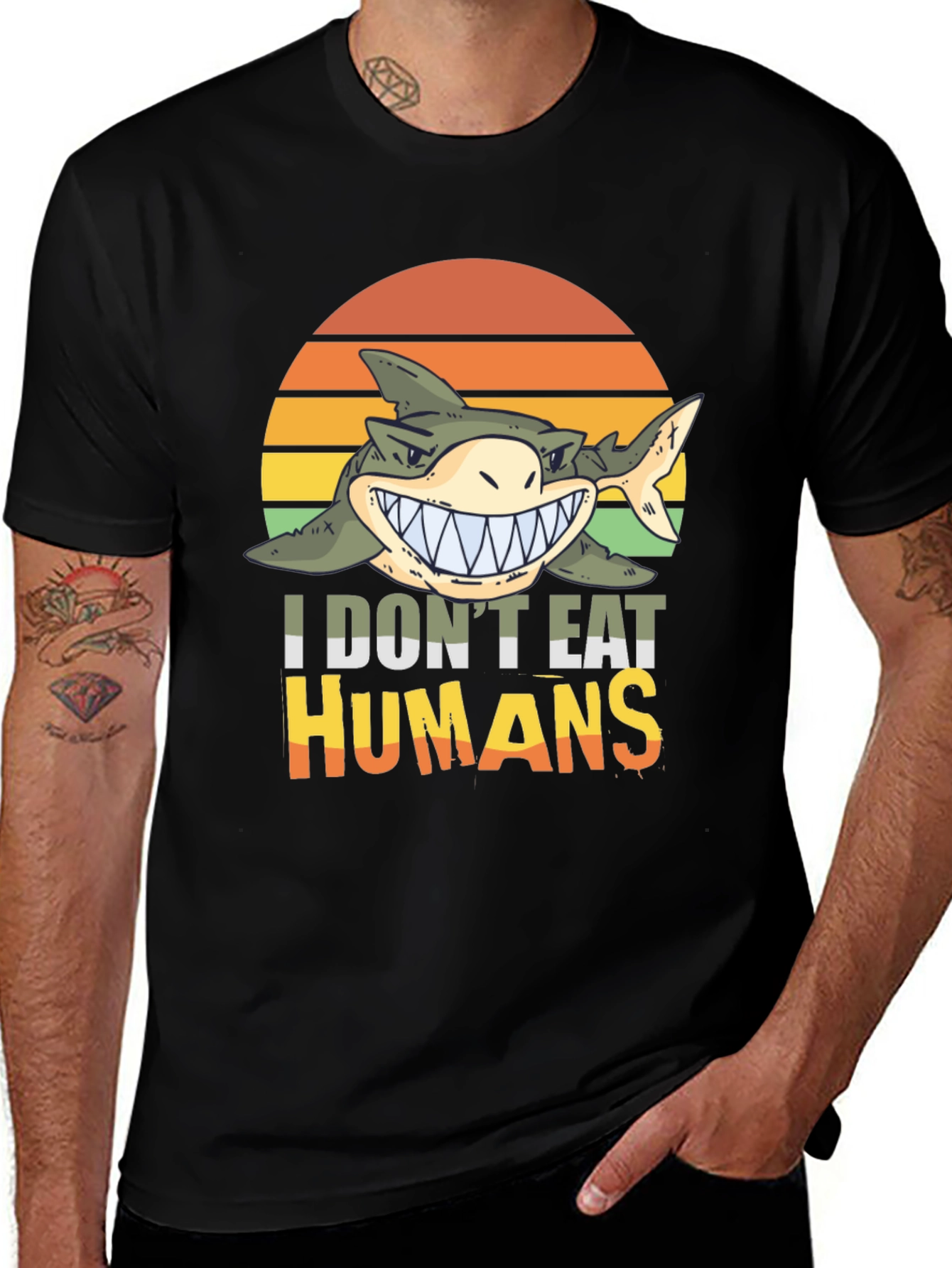 Variant 20 of Funny Shark 'I Don't Eat Humans' Graphic Tee