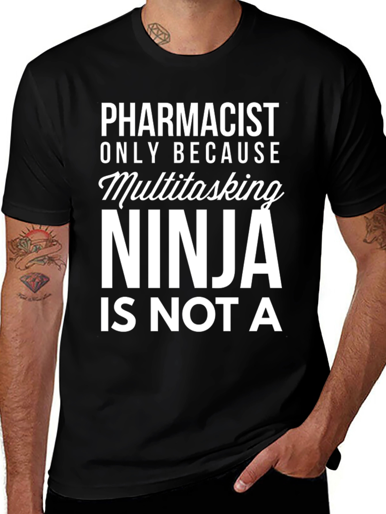 Variant 22 of Pharmacist Multitasking Ninja Black T-Shirt