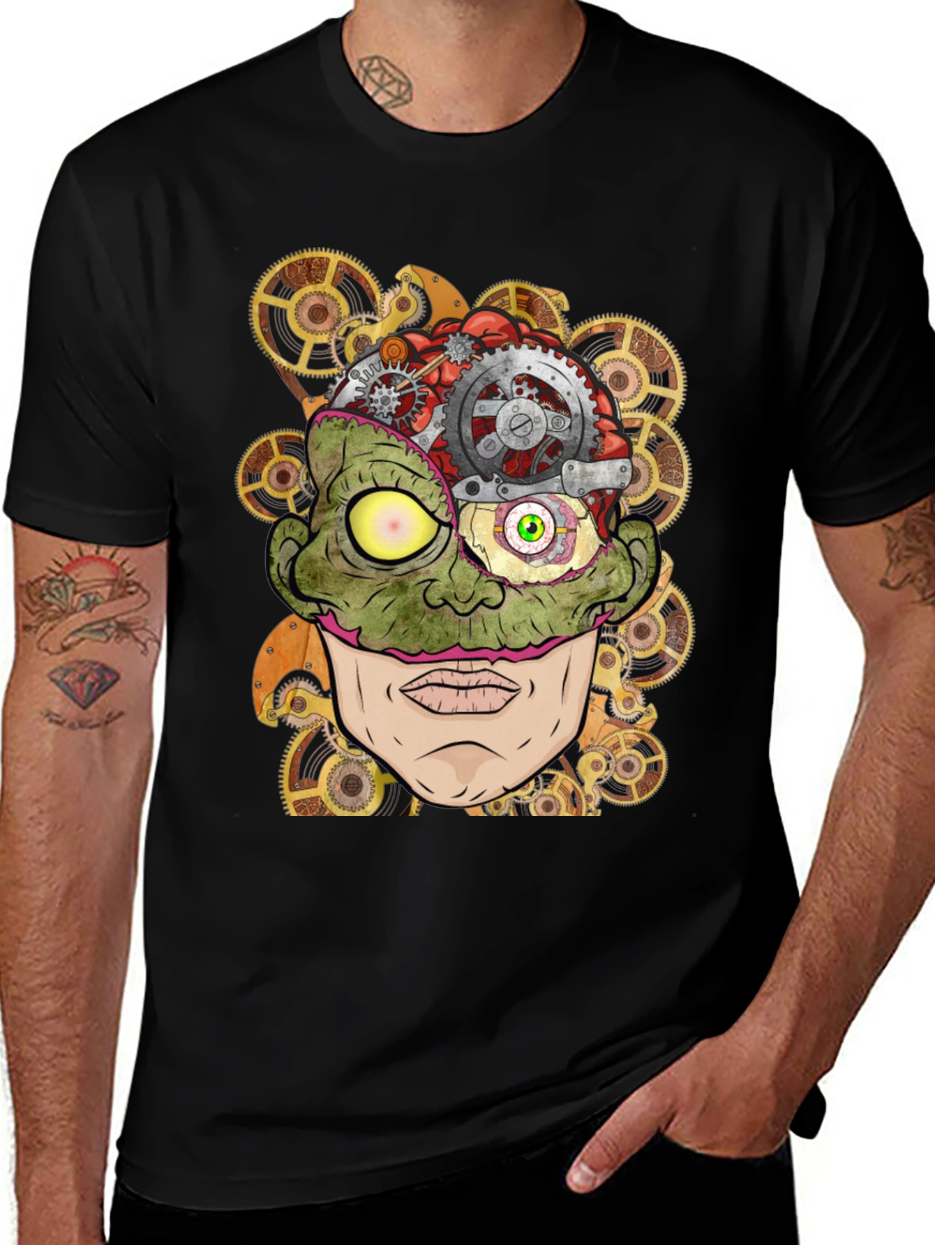 Steampunk Zombie Brain T-Shirt - Unique Graphic Tee
