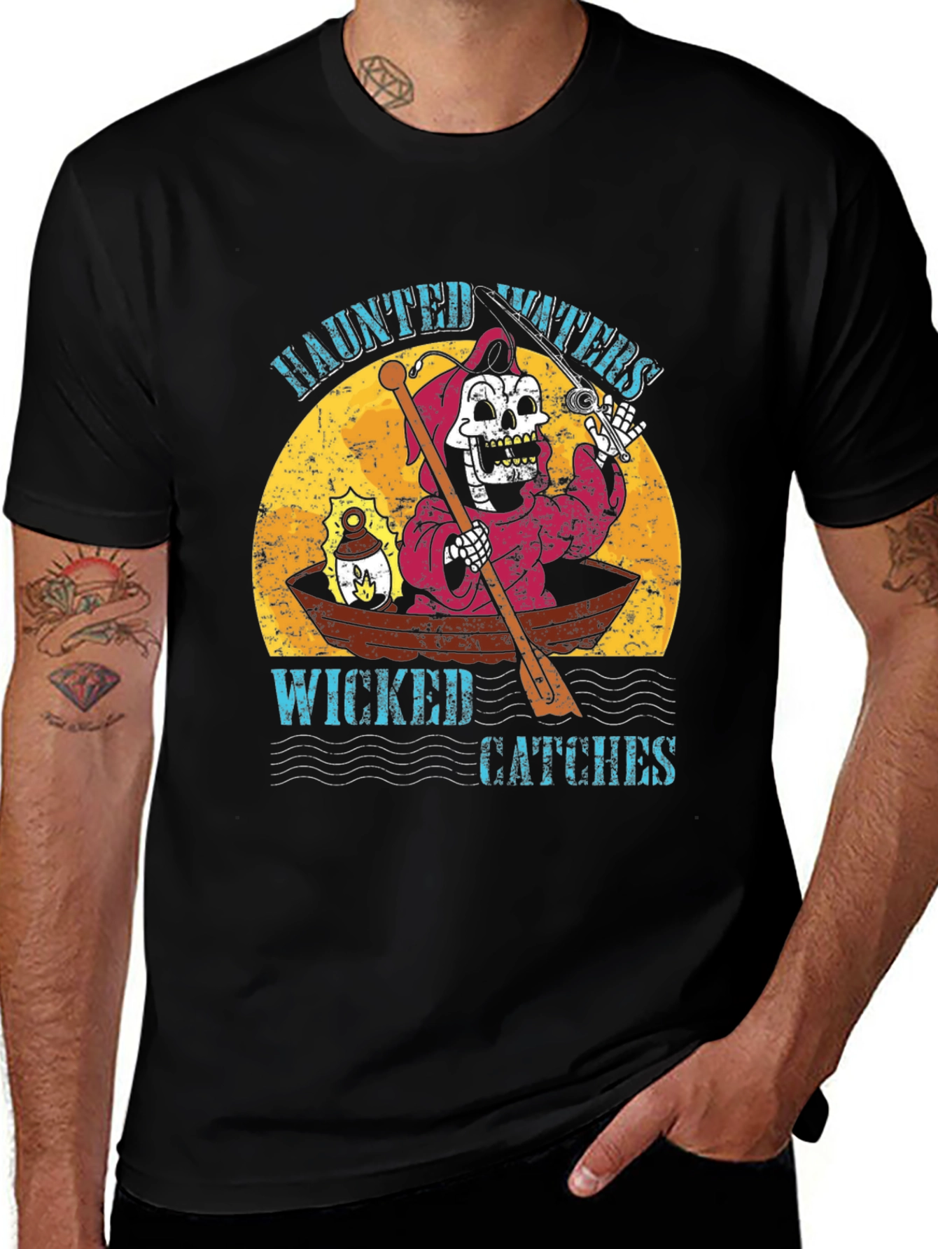Black Haunted Waters Graphic T-Shirt main image