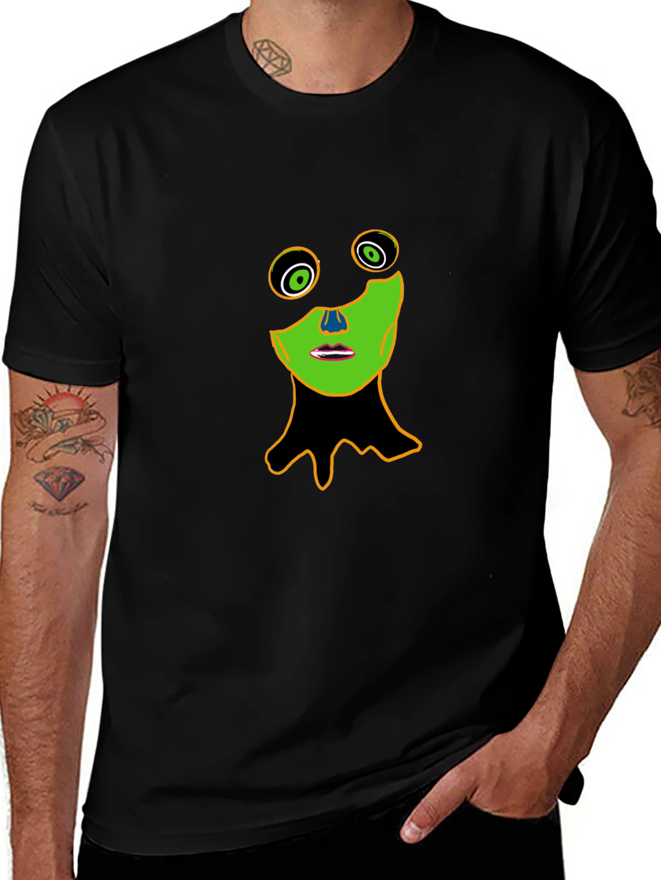 Abstract Face Graphic Black T-Shirt