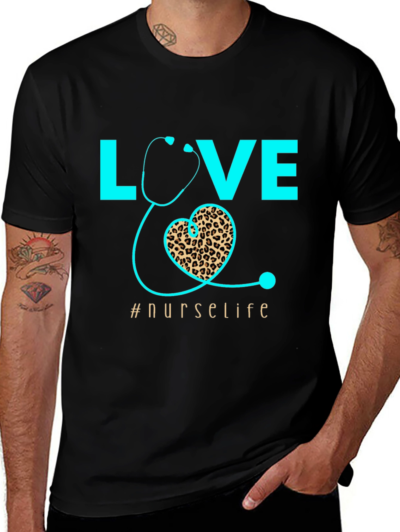 Variant 17 of Nurse Life T-Shirt - Love Heart Stethoscope Design