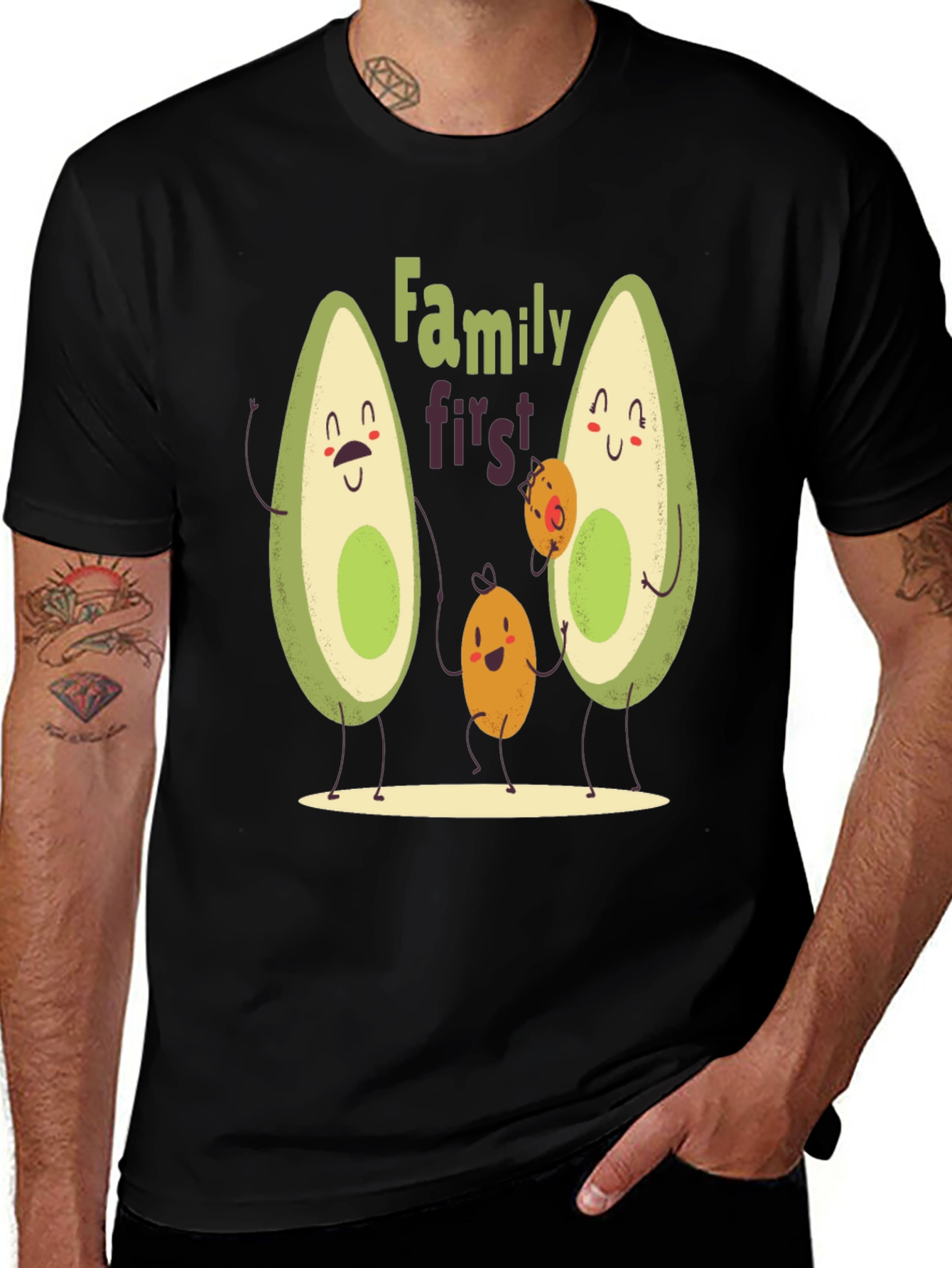 Black Avocado Family First T-Shirt - Cute Graphic Tee main image