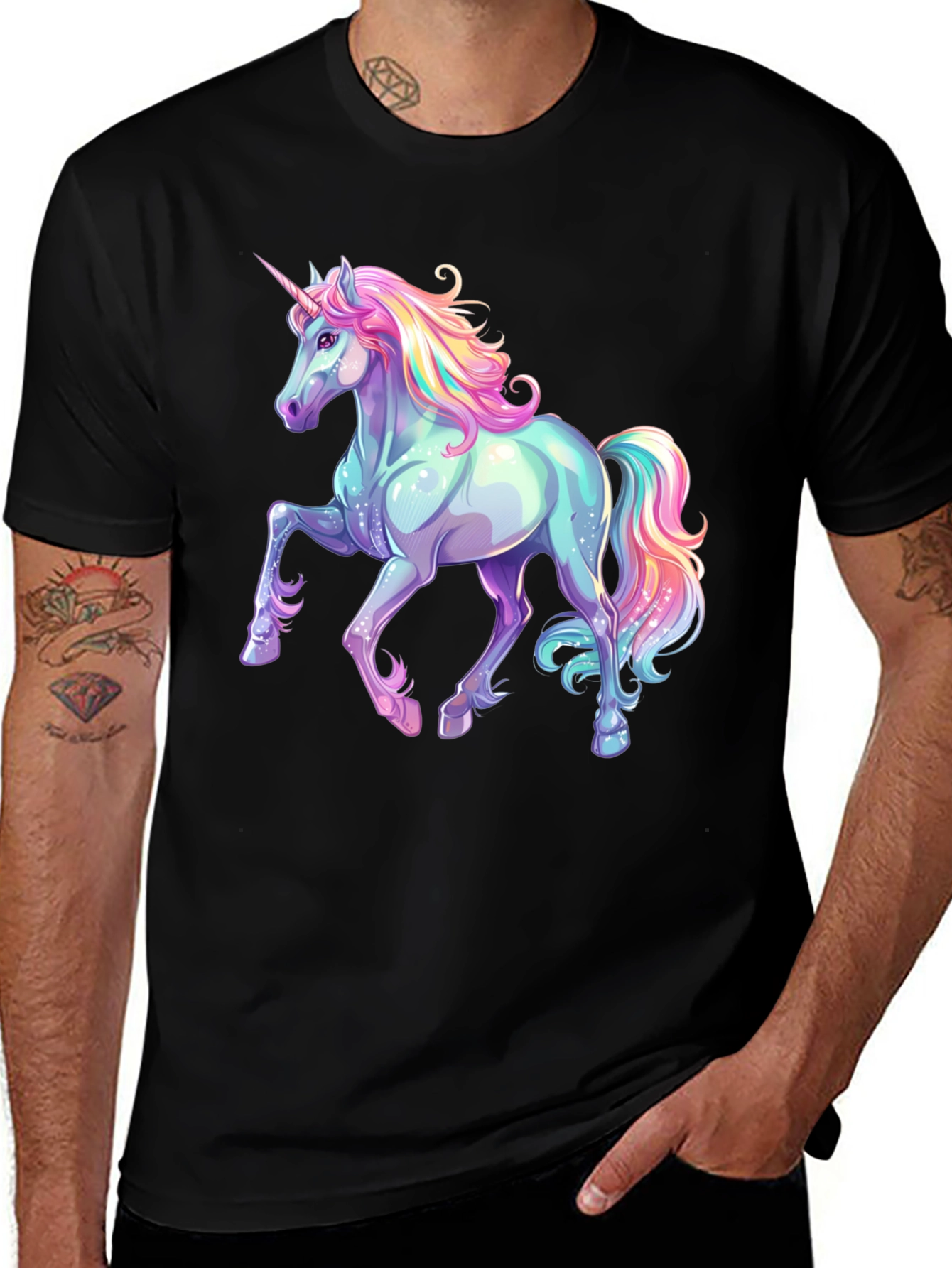 Variant 25 of Unicorn Graphic Tee - Black Cotton Comfort
