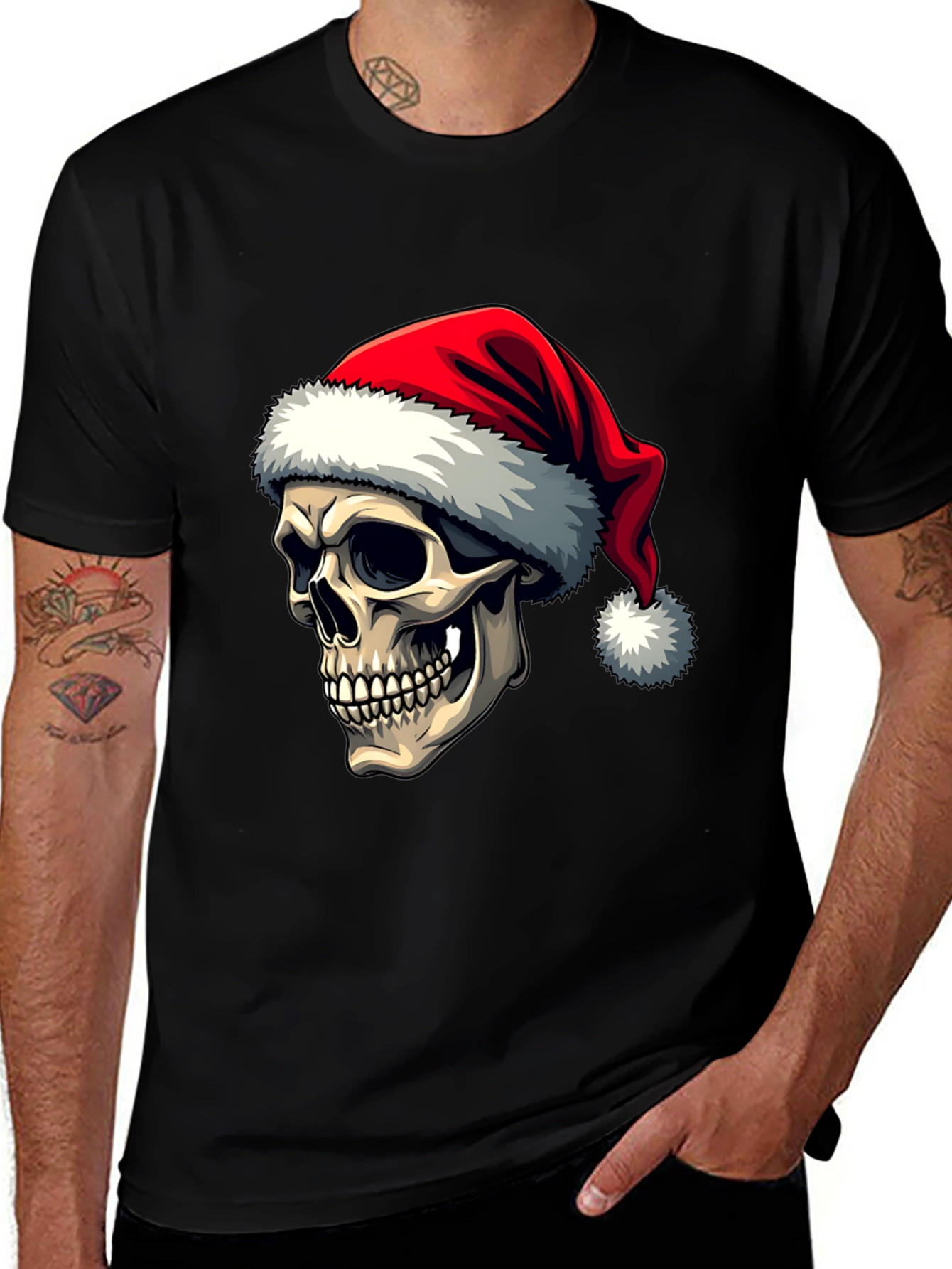 Variant 3 of Santa Skull Graphic Tee