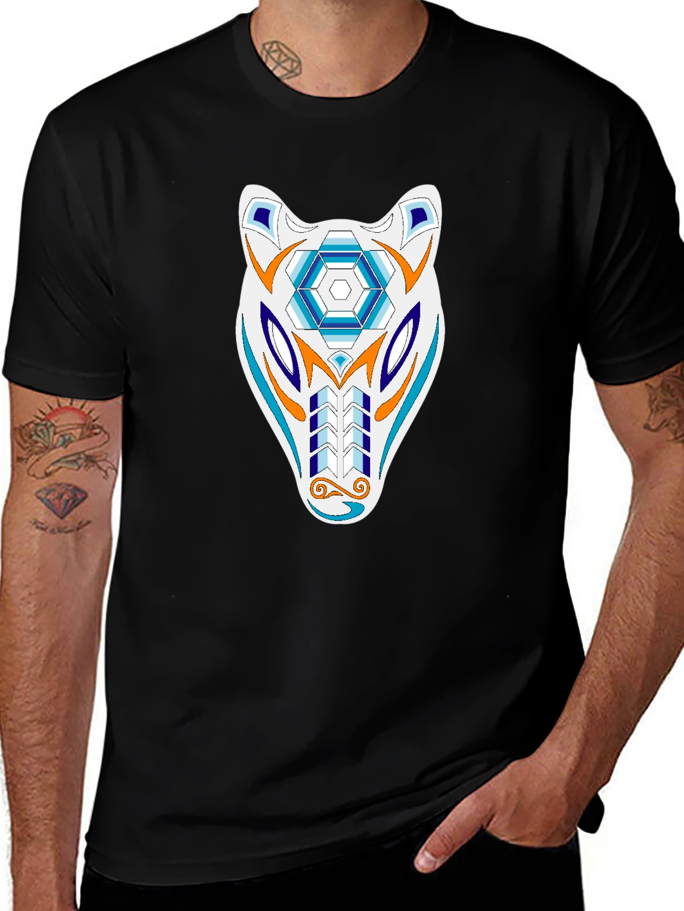 Variant 3 of Geometric Wolf Graphic Tee - Modern Style