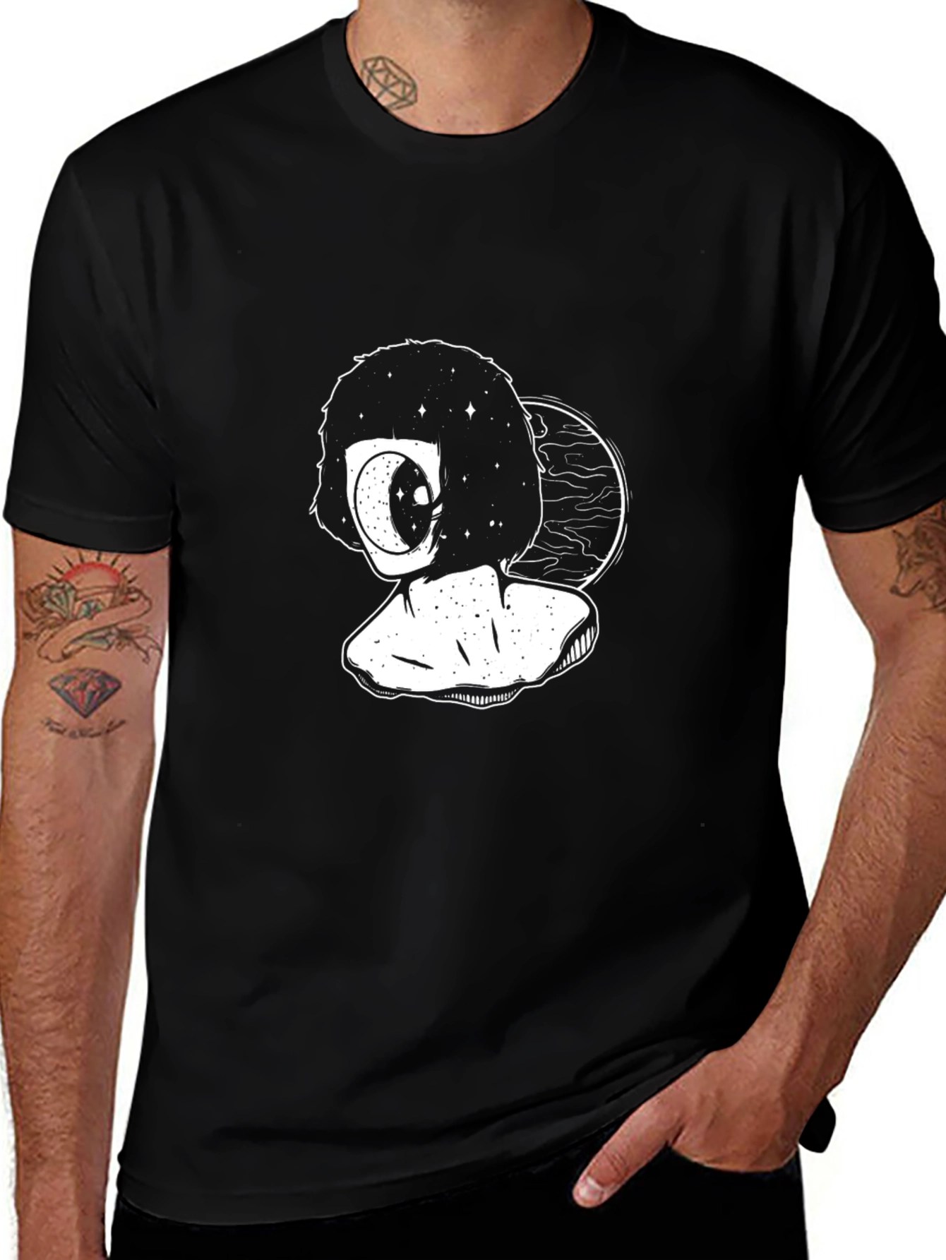 Variant 21 of Unique Graphic Print Black Tee