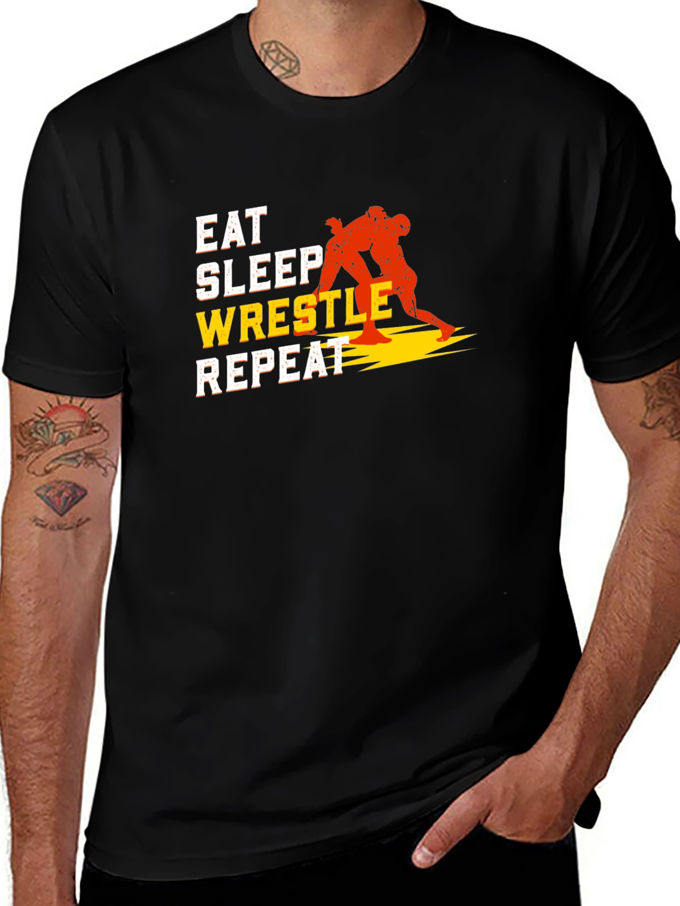Variant 29 of Eat Sleep Wrestle Repeat Graphic T-Shirt