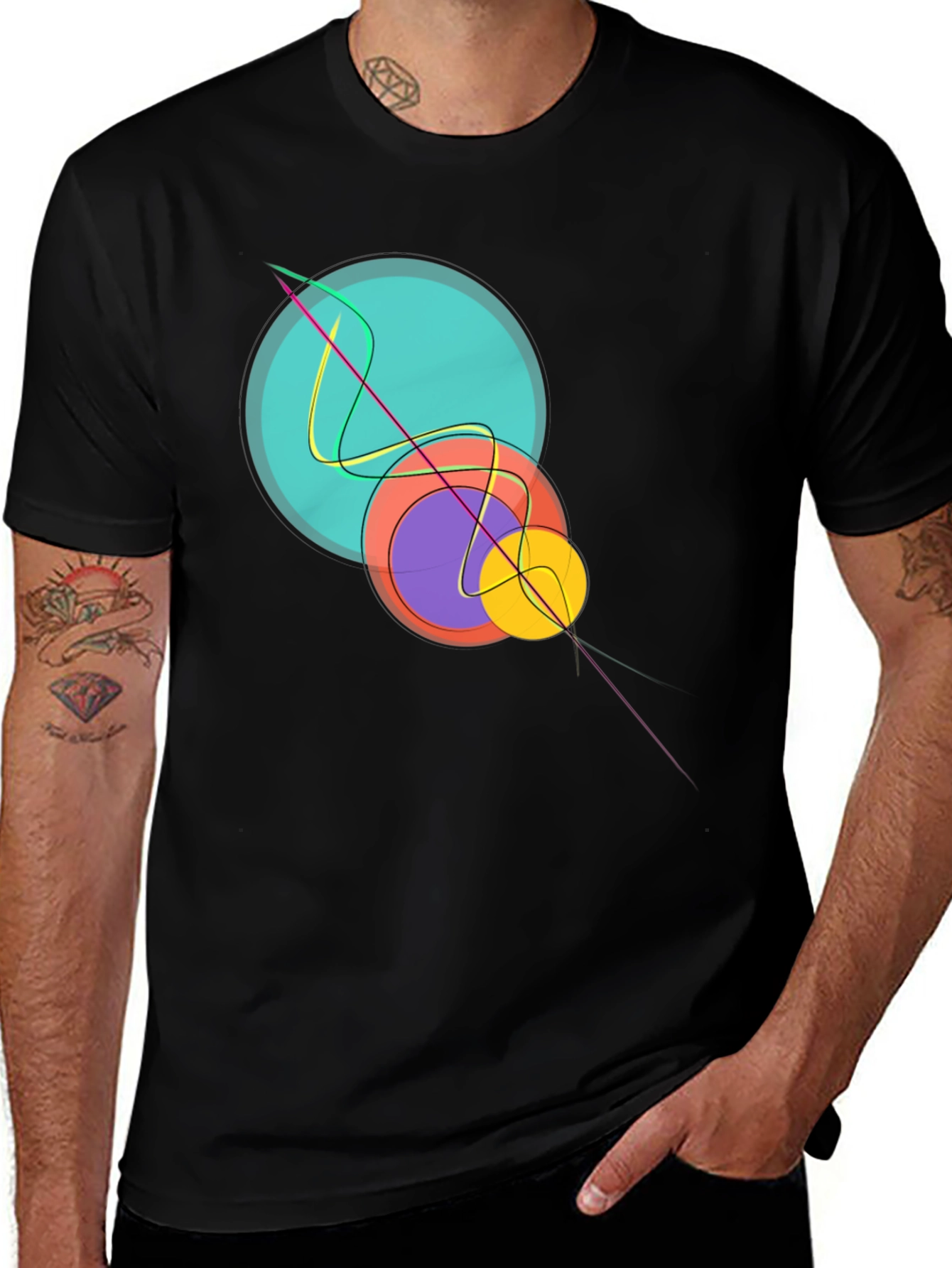Variant 17 of Abstract Graphic Print Black T-Shirt