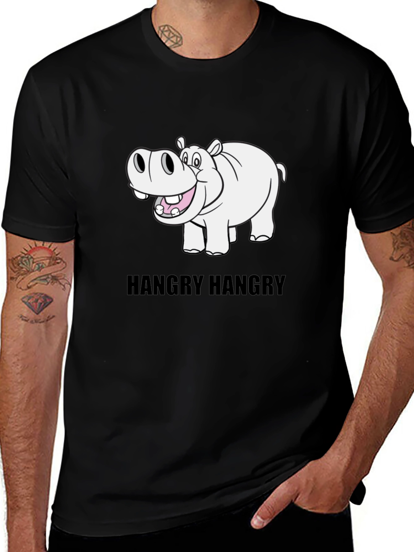 Variant 24 of Hangry Hippo Black T-Shirt