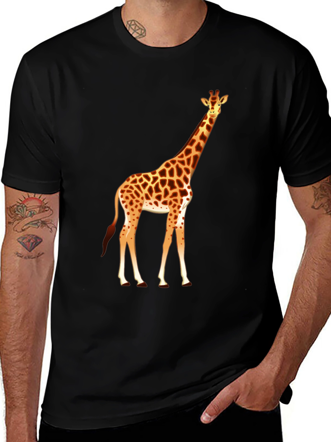 Variant 29 of Giraffe Graphic Tee - Men's Black T-Shirt