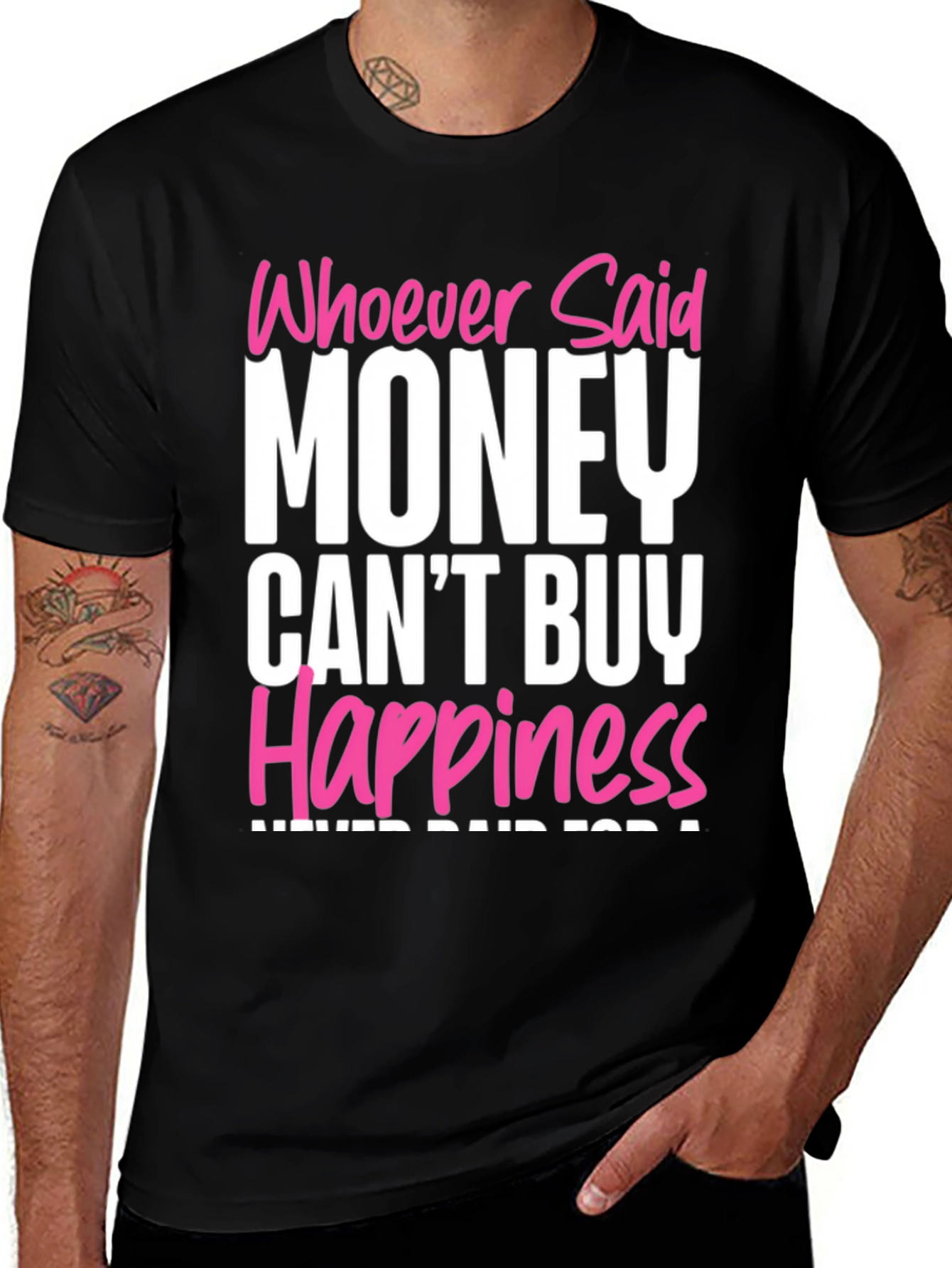 Variant 8 of Money Can't Buy Happiness Black T-Shirt