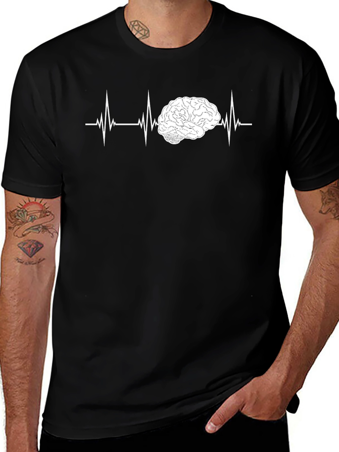 Variant 26 of Brain Heartbeat T-Shirt - Think Smart!