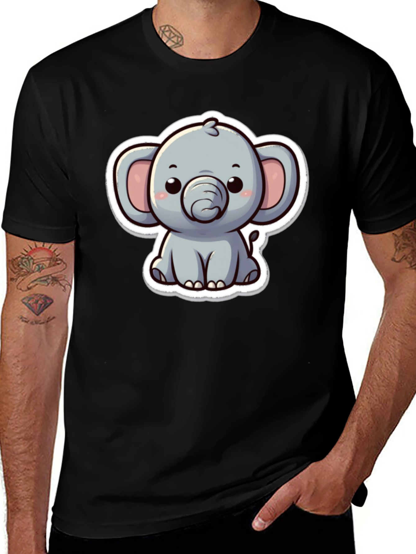 Variant 19 of Cute Elephant Cartoon Graphic T-Shirt