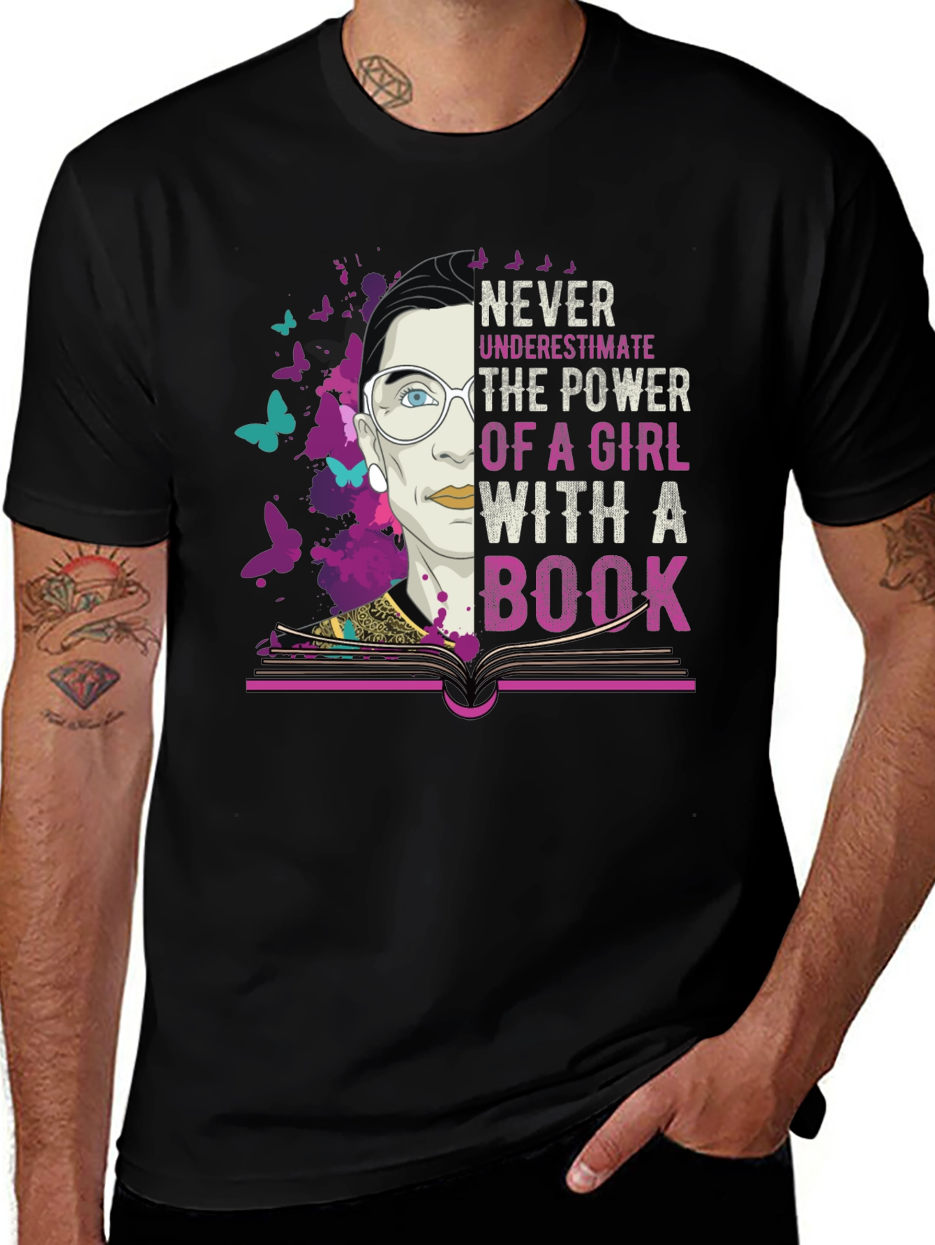 Variant 19 of Never Underestimate Power of a Girl with Book T-Shirt