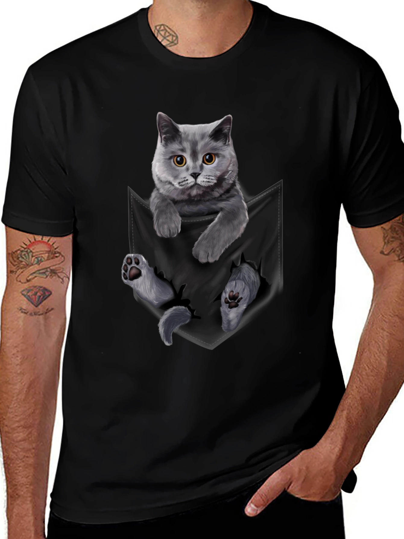 Variant 28 of Cat in Pocket Graphic T-Shirt