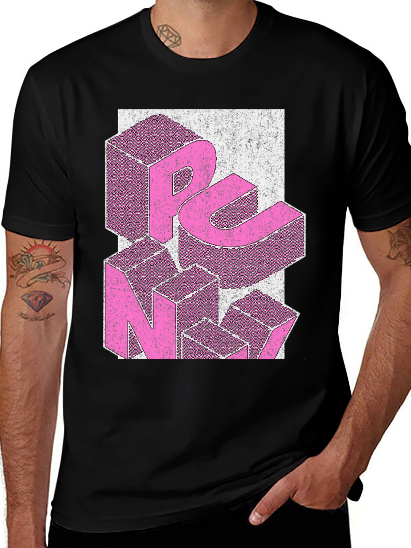 Variant 27 of Retro PC Nerd Pink Block Graphic T-Shirt