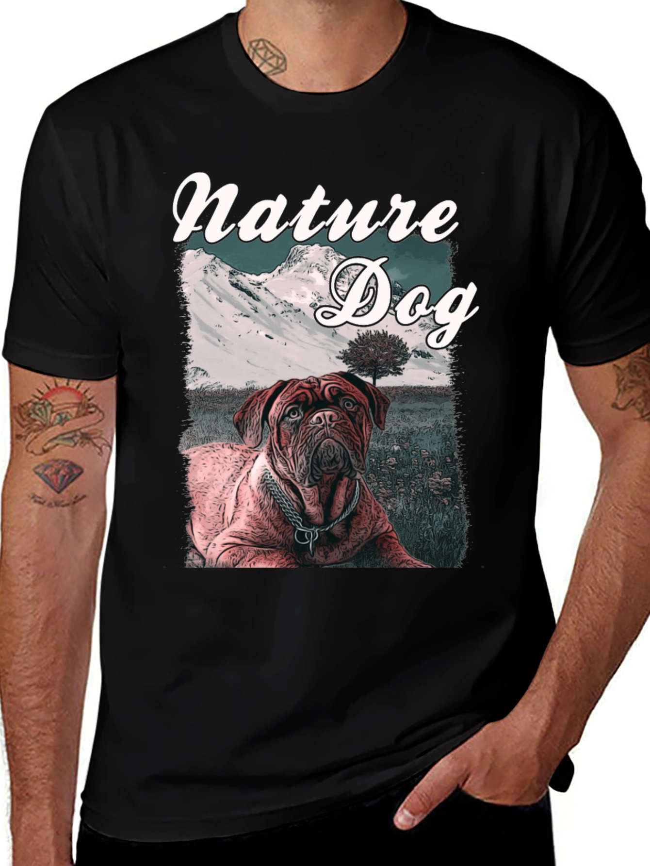 Variant 14 of Nature Dog Graphic Tee - Mountain Landscape Design