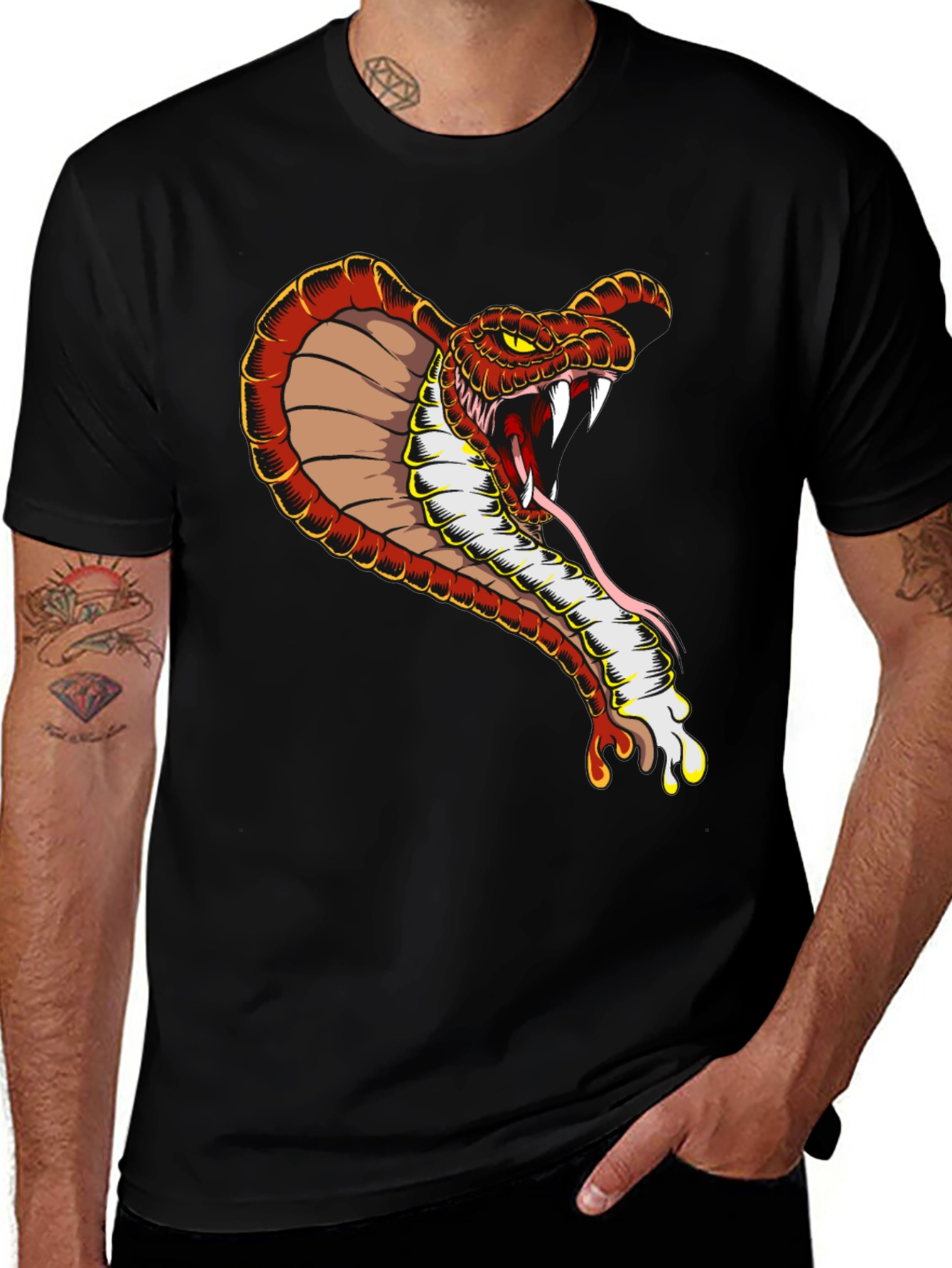 Cobra Graphic Tee - Men's Black Cotton T-Shirt