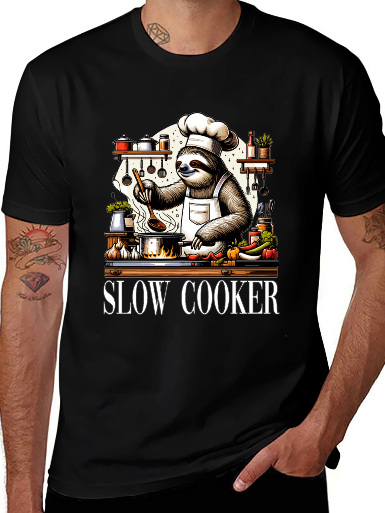 Variant 22 of Slow Cooker Sloth Chef T-Shirt