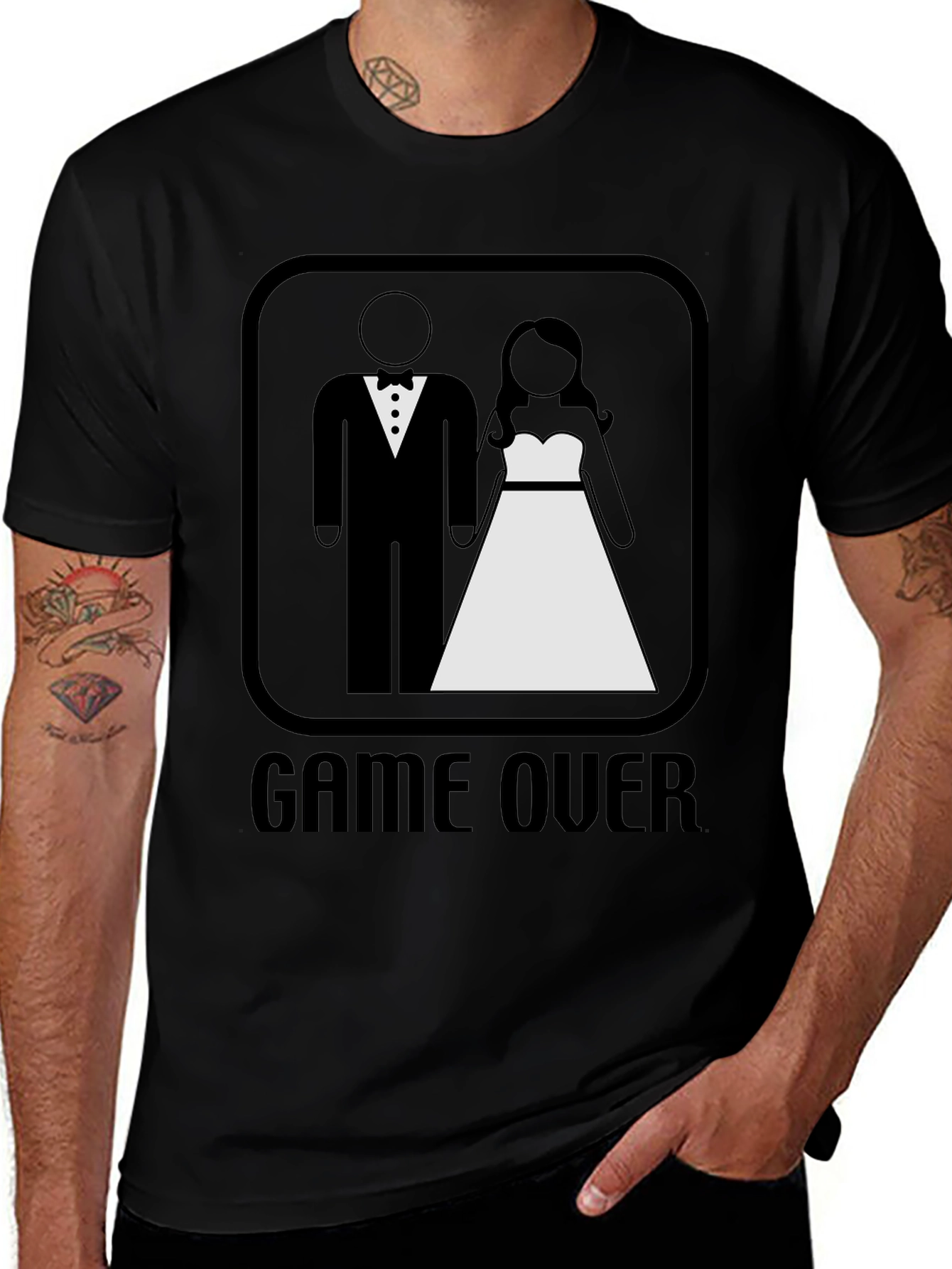 Variant 10 of Game Over Wedding T-Shirt - Groom & Bride Graphic Tee