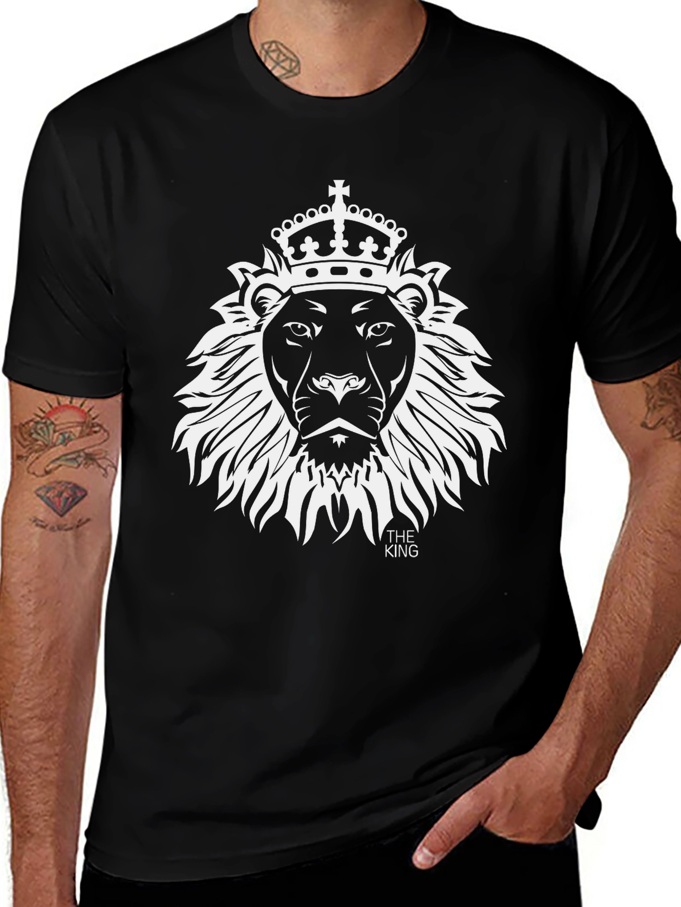 Variant 23 of The King Lion Crown T-Shirt - Black Graphic Tee