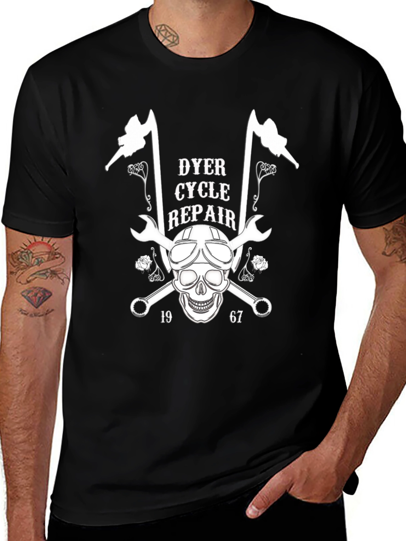Variant 14 of Dyer Cycle Repair Black T-Shirt