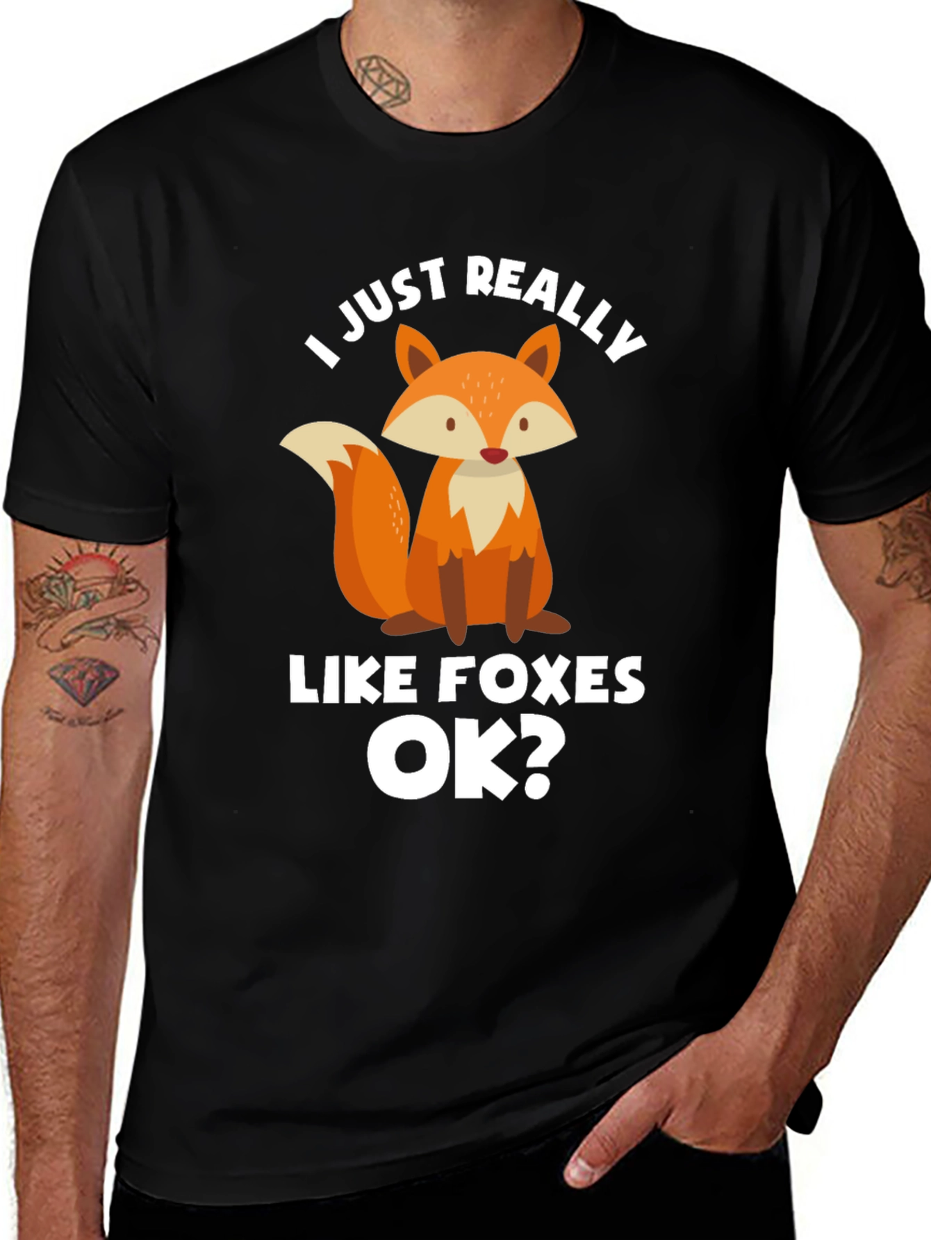 Variant 5 of Fox Lover Graphic T-Shirt - 'I Just Really Like Foxes OK?'