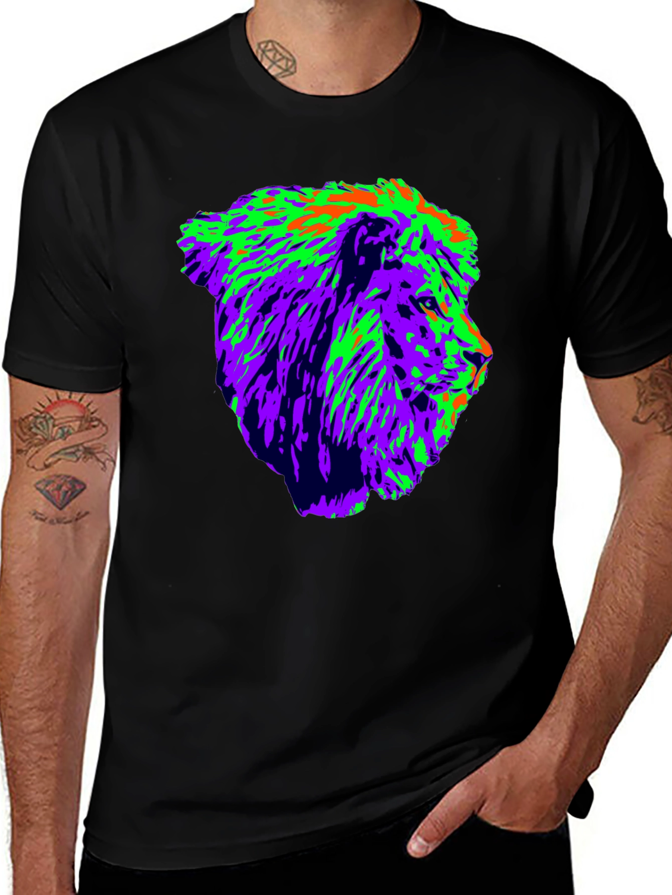 Variant 24 of Vibrant Lion Graphic Tee - Artistic Animal Print Shirt