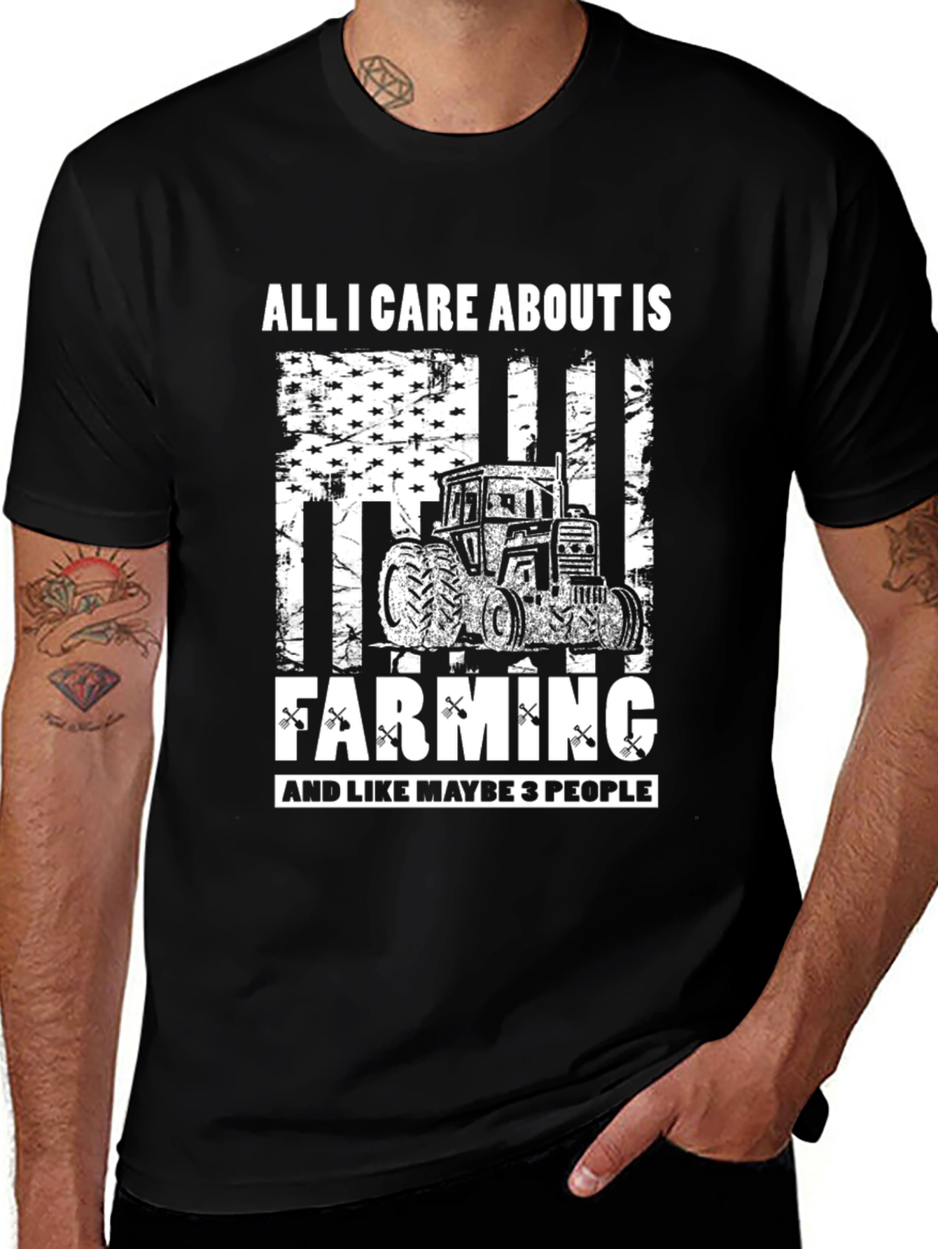 Variant 18 of Farming Tractor Graphic Tee - "All I Care About Is Farming"