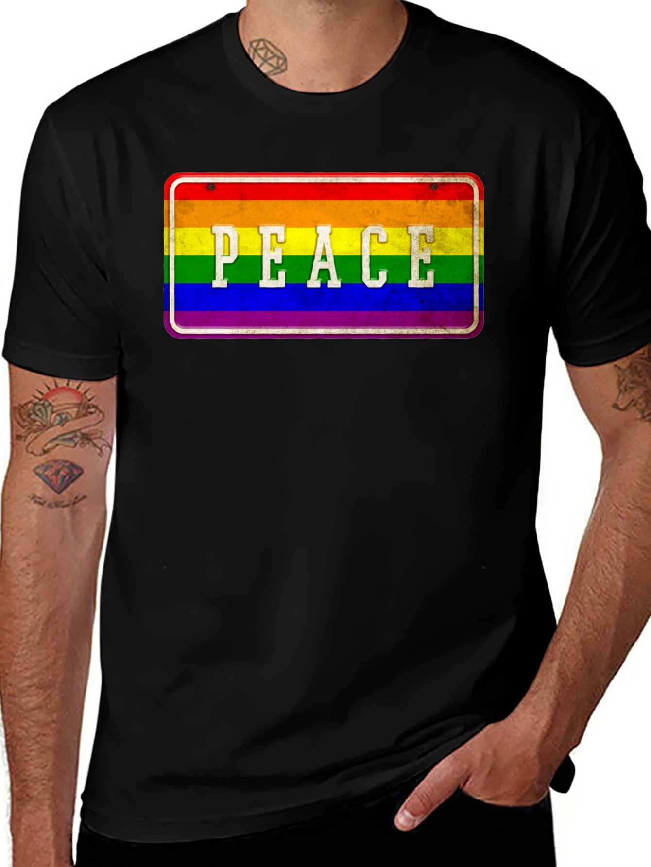 Variant 6 of Rainbow Peace Sign T-Shirt - Pride Apparel