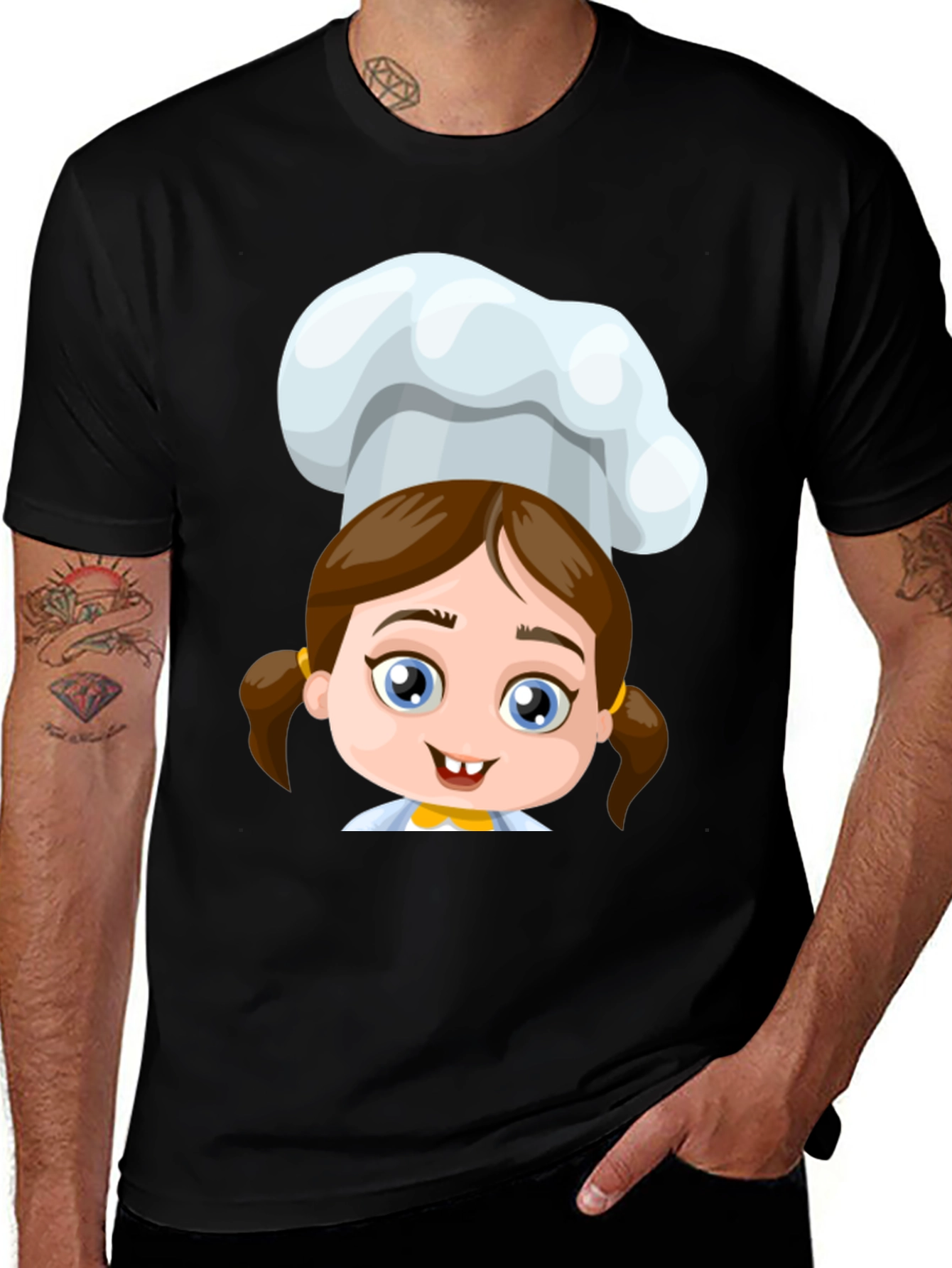Variant 11 of Chef Girl Cartoon Black T-Shirt