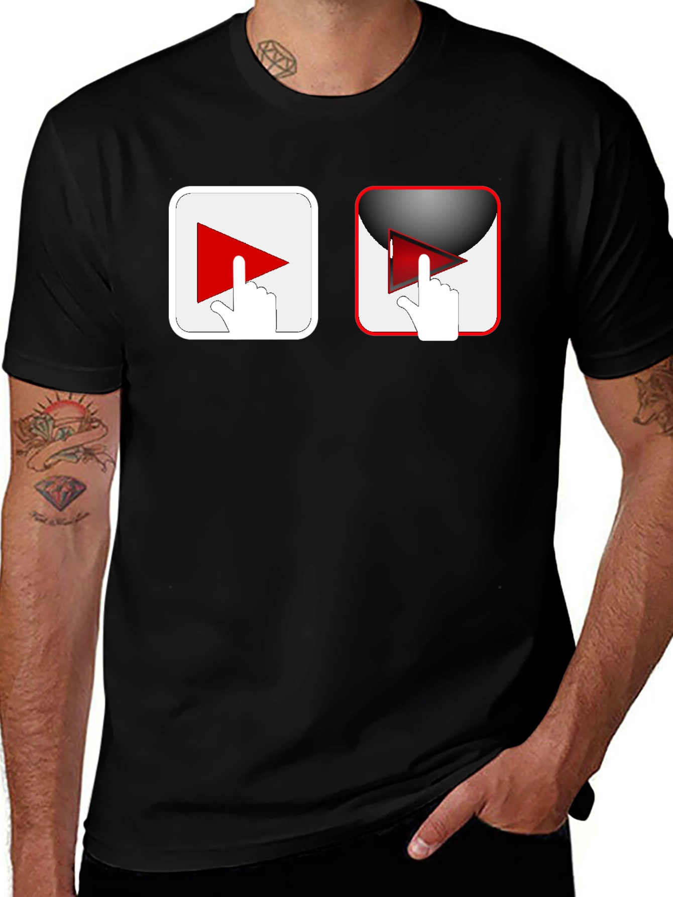 Variant 8 of Black T-Shirt with Play Button Graphic