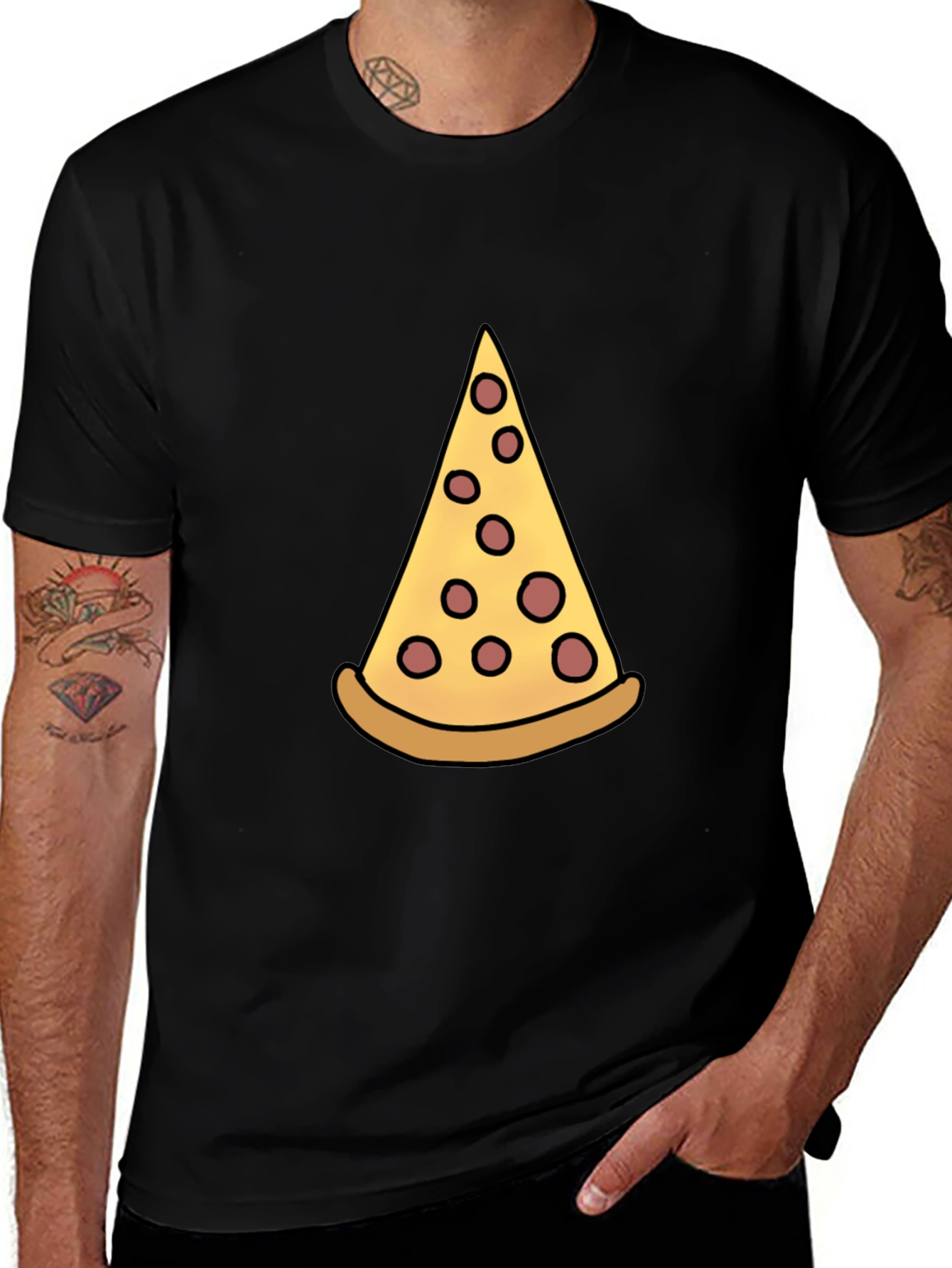 Variant 18 of Pizza Slice Graphic Tee - Casual Black T-Shirt