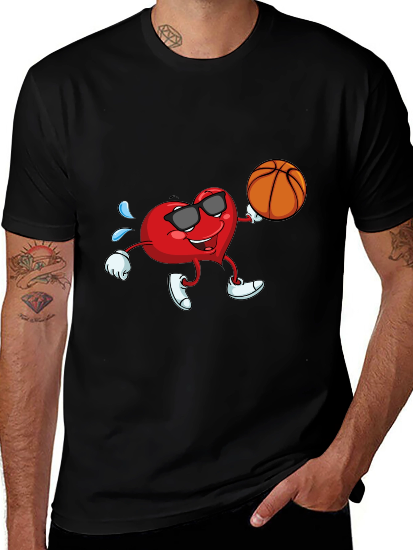 Variant 12 of Cool Heart Basketball Graphic Tee