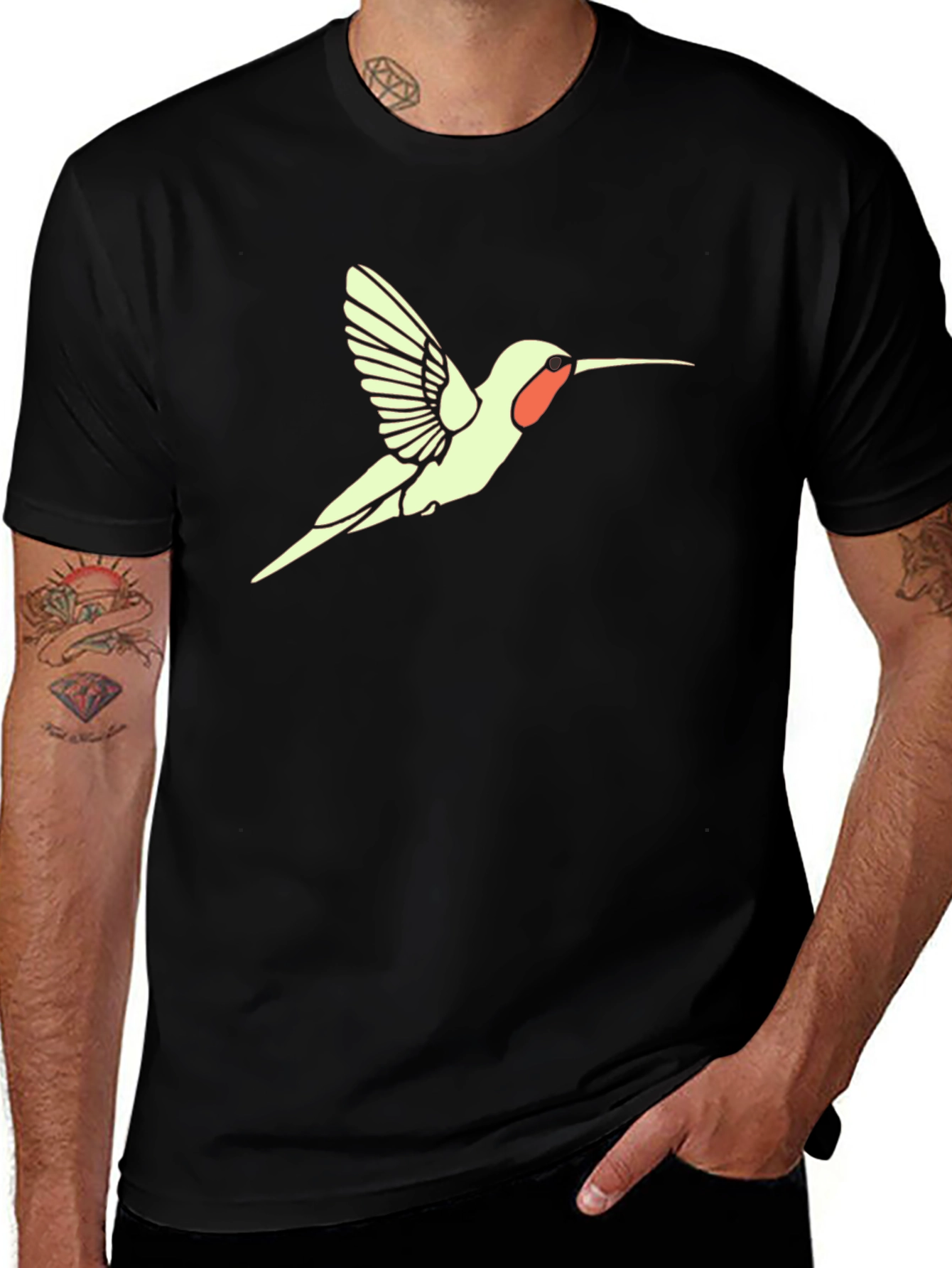 Variant 5 of Hummingbird Graphic Tee - Stylish Black T-Shirt