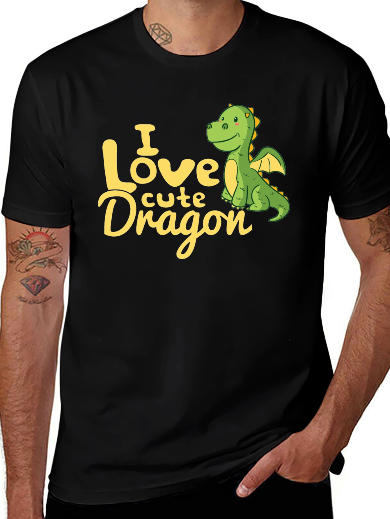 Variant 16 of Cute Dragon Graphic Tee -  I Love Cute Dragon T-Shirt