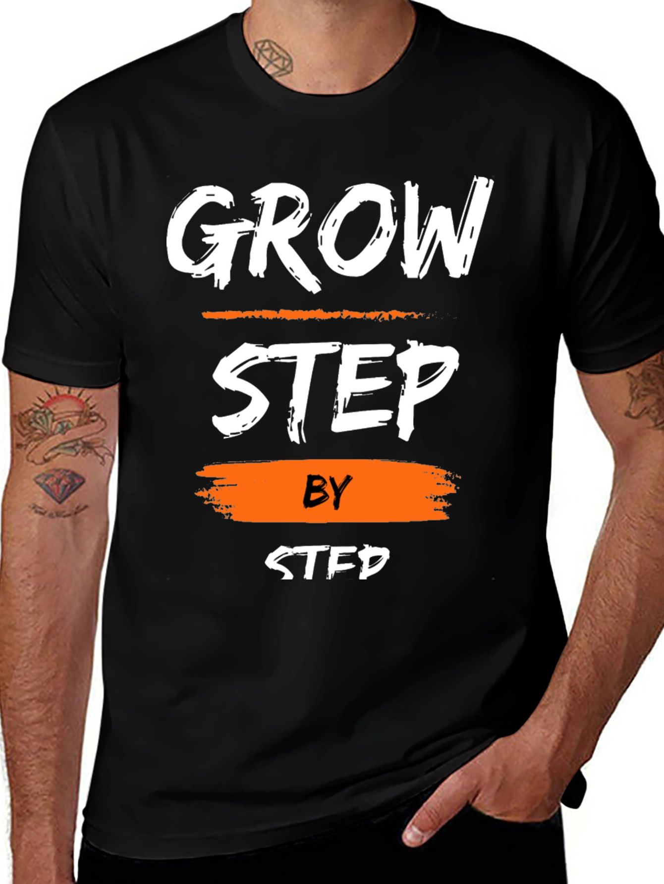 Black Grow Step By Step Black T-Shirt main image