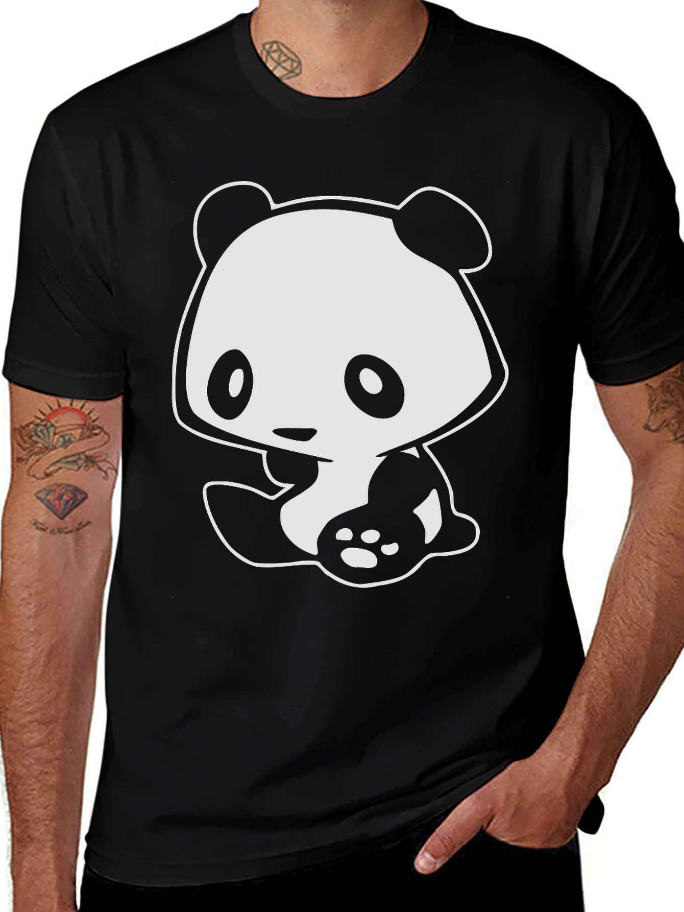 Variant 16 of Cute Panda Graphic T-Shirt - Black