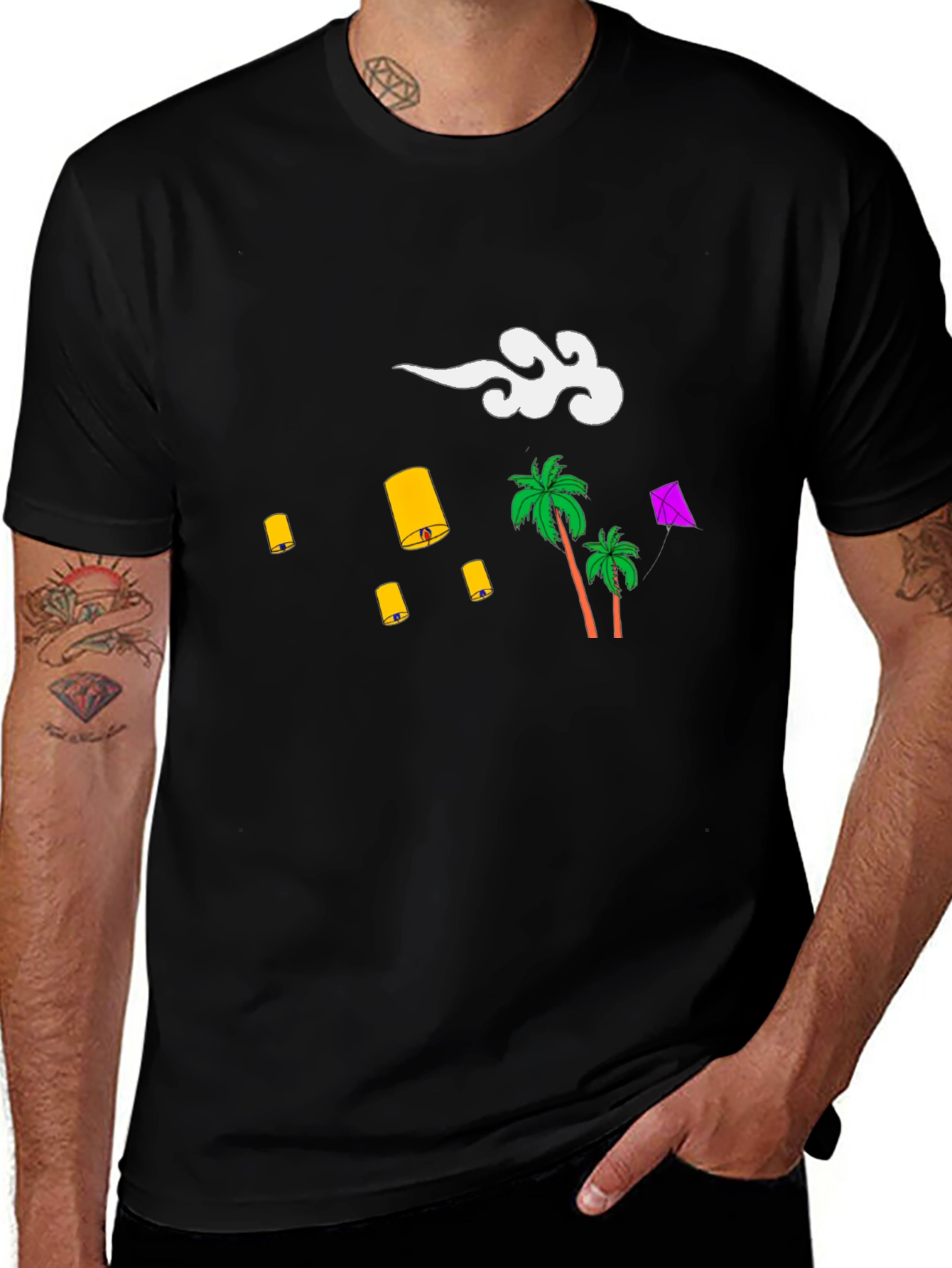 Variant 26 of Tropical Lanterns Black Graphic Tee