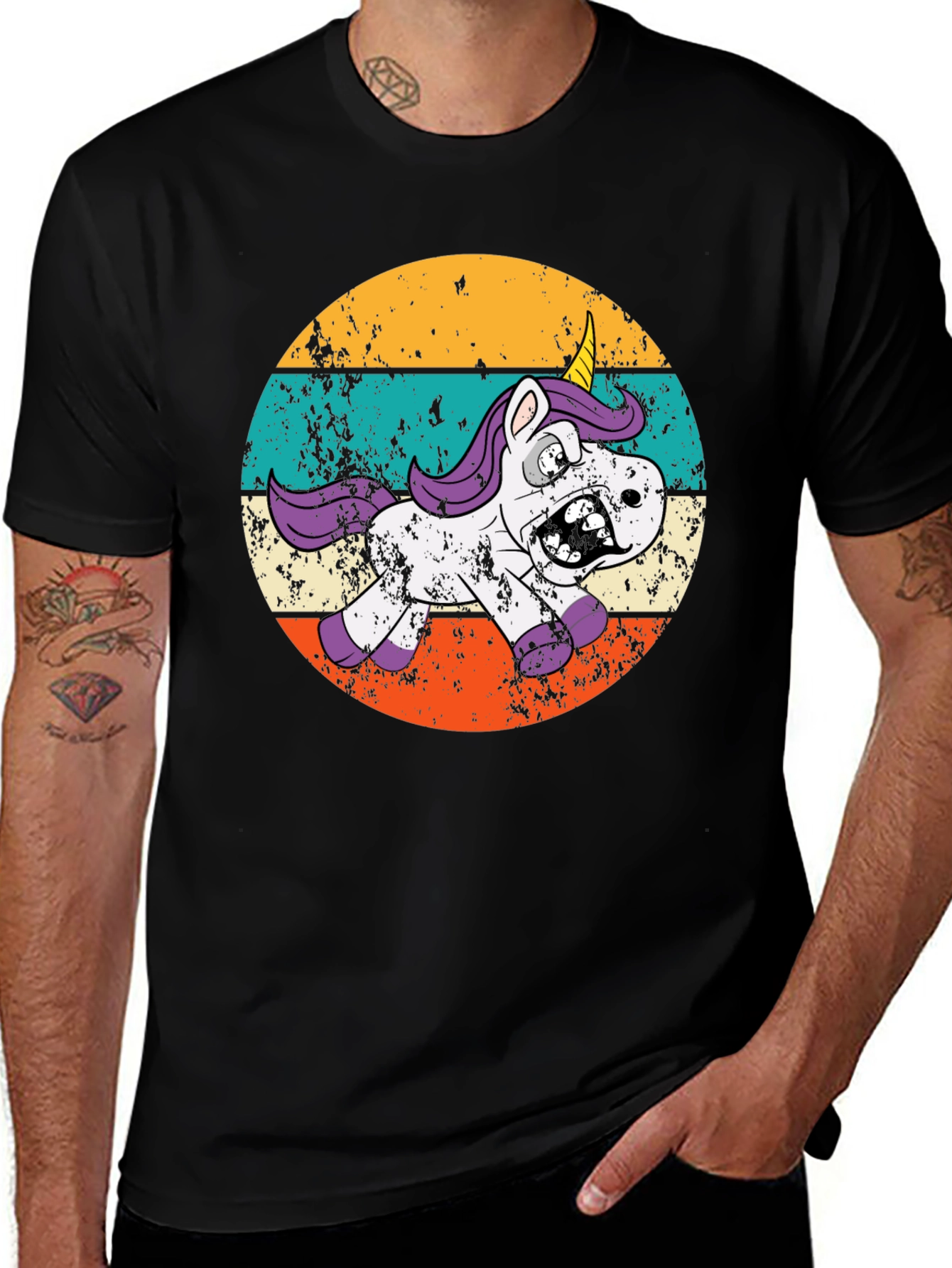 Variant 14 of Zombie Unicorn Retro T-Shirt